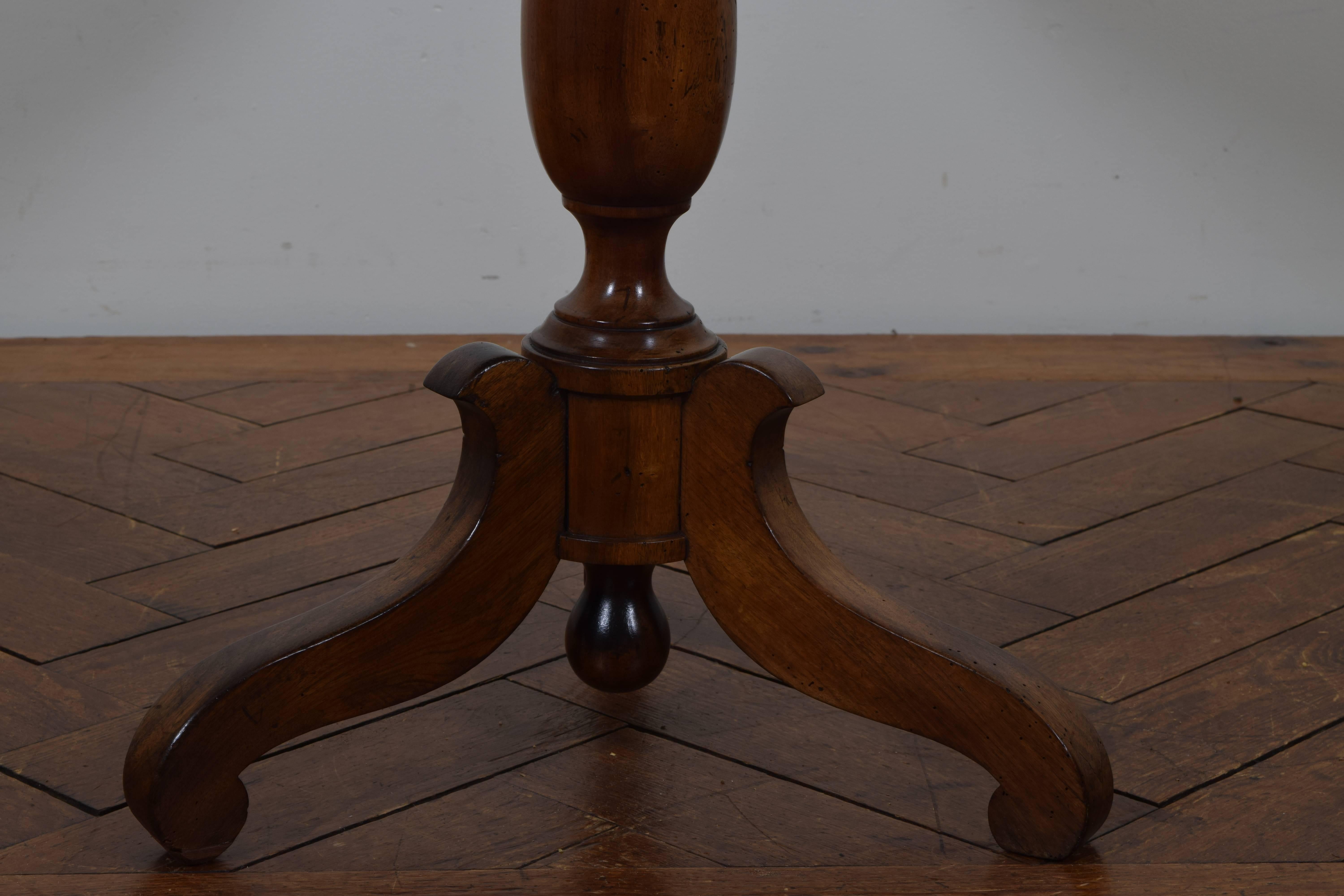 French Louis Philippe Walnut Pedestal Table, Inlaid Top, circa 1840 3