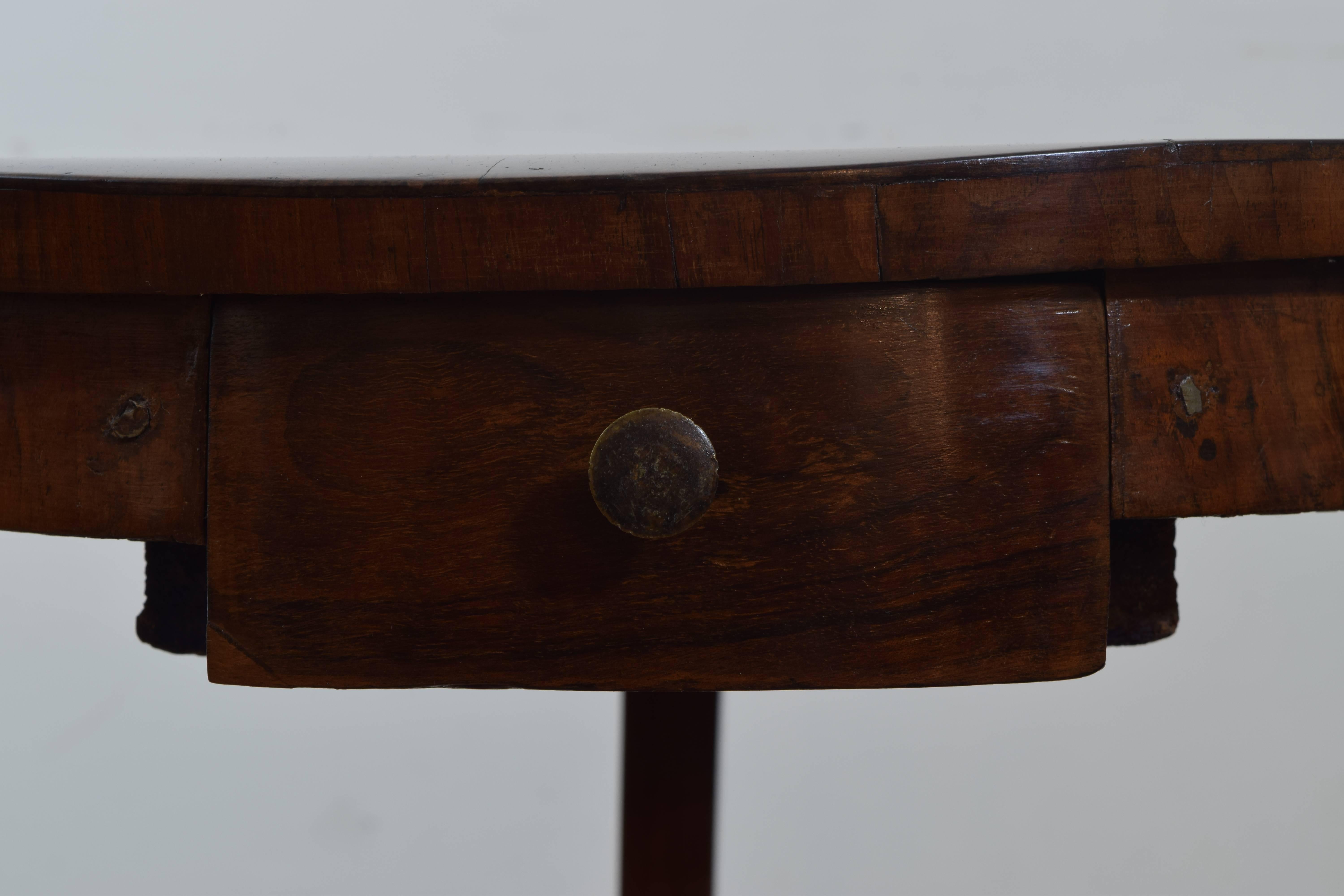 Directoire Italian Neoclassical Walnut One Drawer Table, First Quarter of the 19th Century