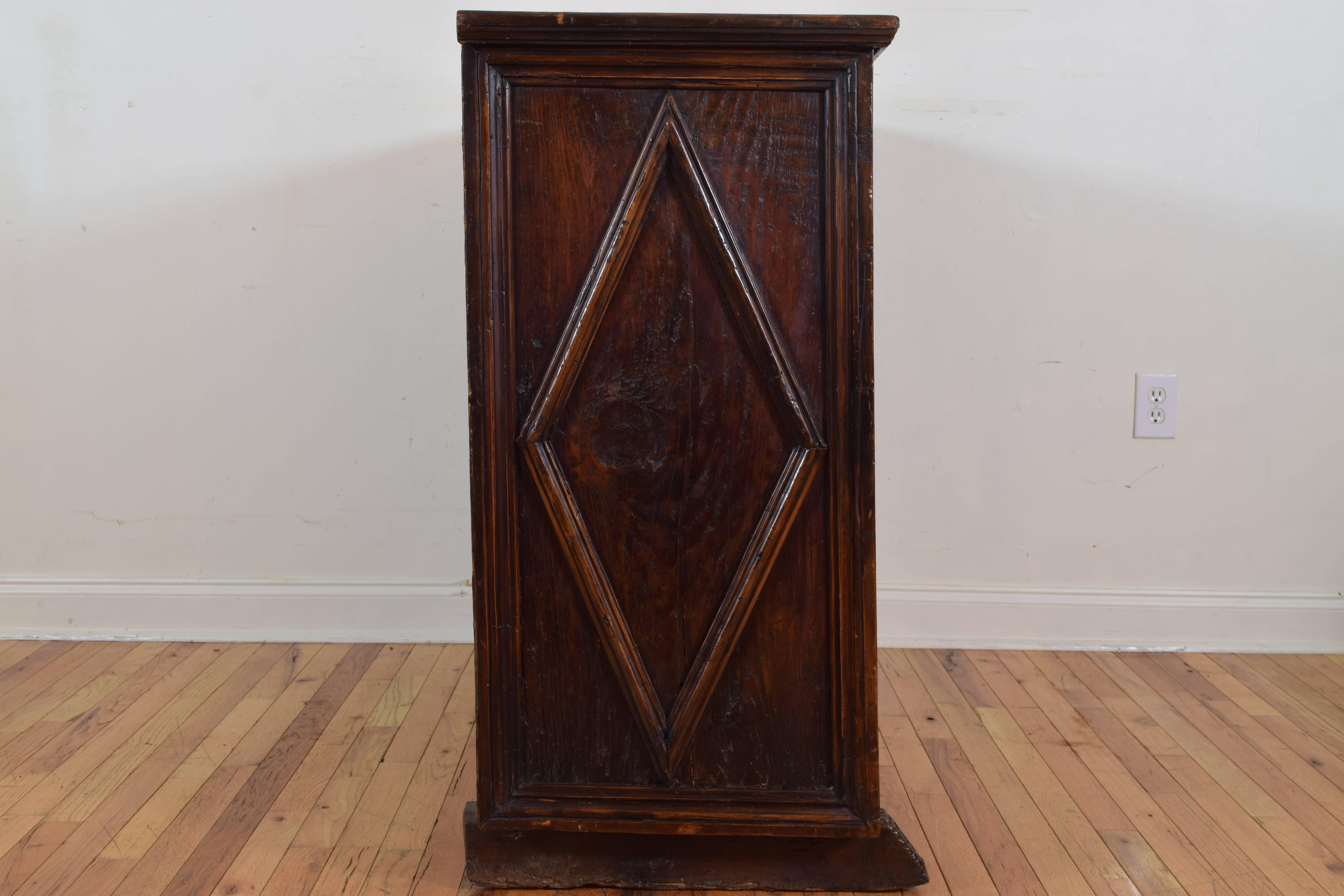 Tuscan Baroque Larchwood Two-Door Credenza with Raised Lozenge Panels In Excellent Condition In Atlanta, GA