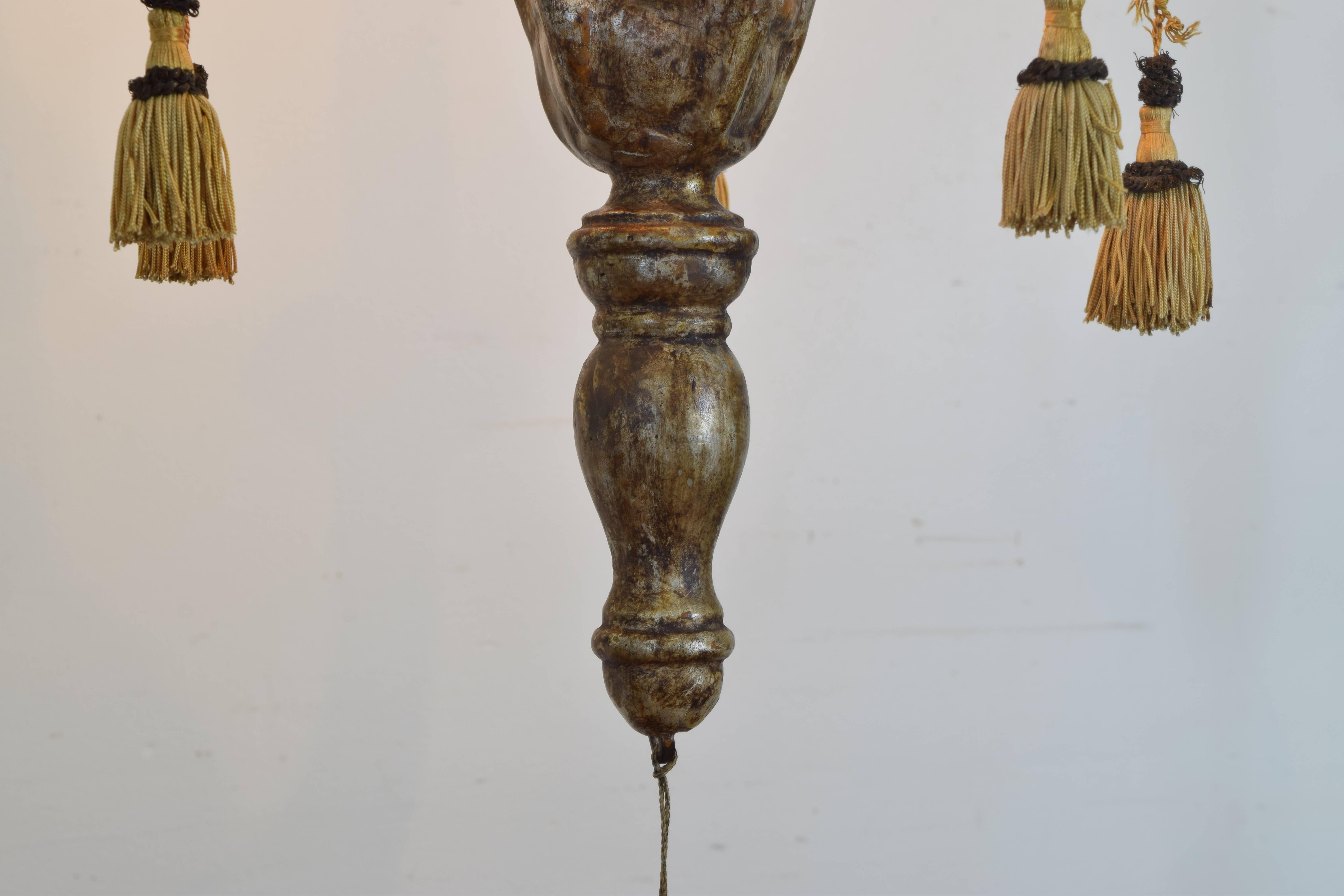 18th Century and Earlier Diminutive Italian Rococo Carved Giltwood Chandelier, Five Lights, 18th Century