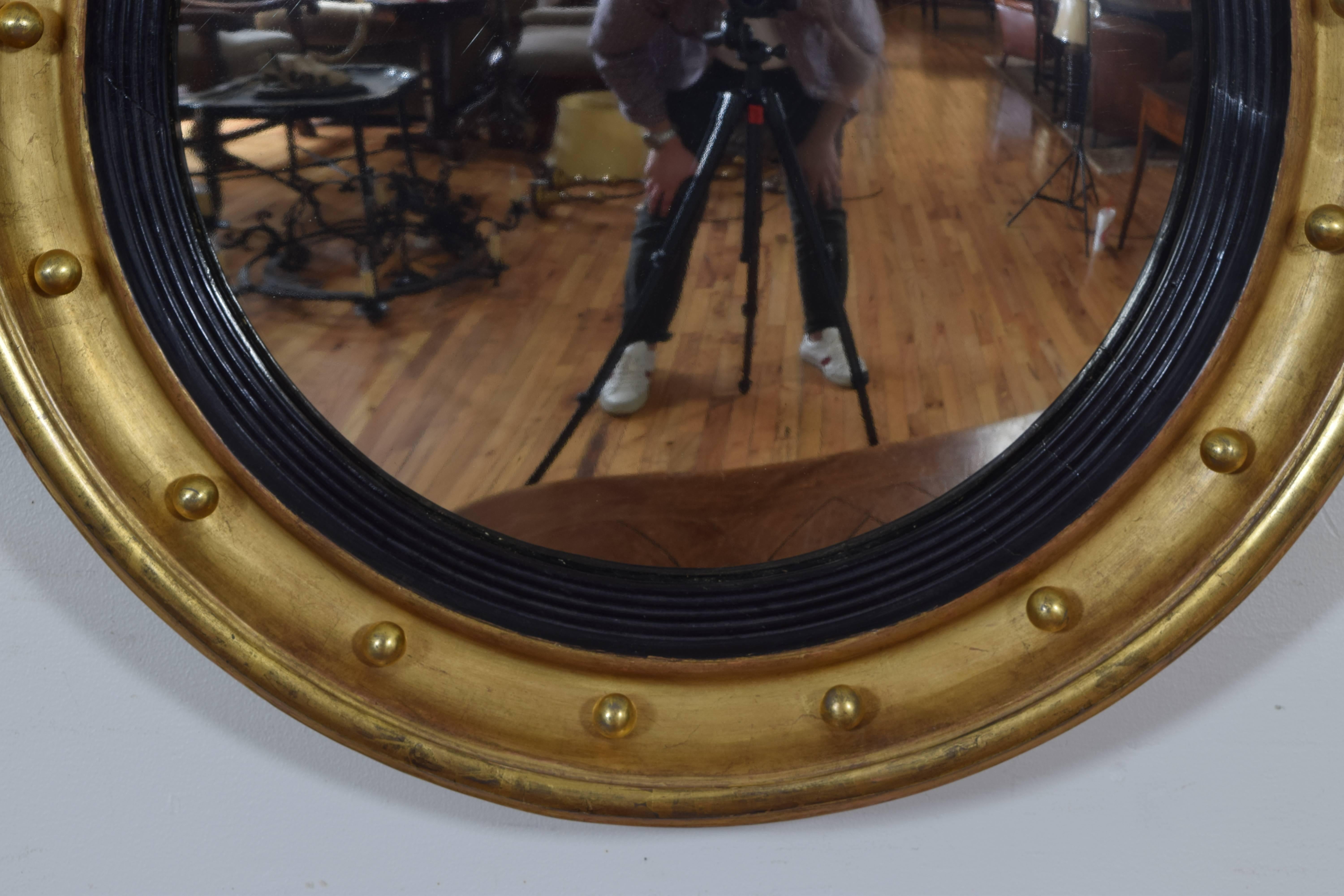 English Regency Giltwood Convex Mirror, Original Mirrorplate 1