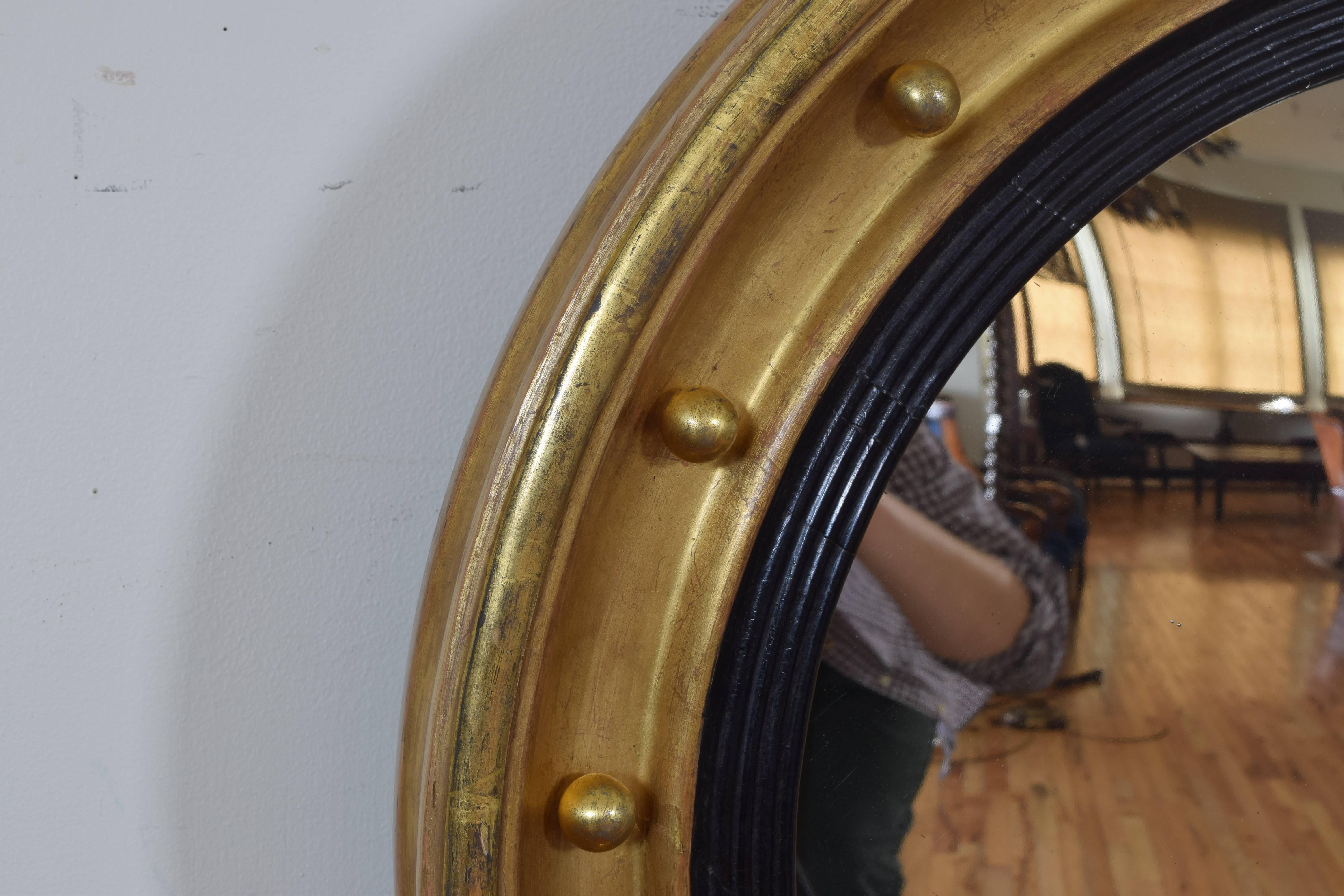 English Regency Giltwood Convex Mirror, Original Mirrorplate 2