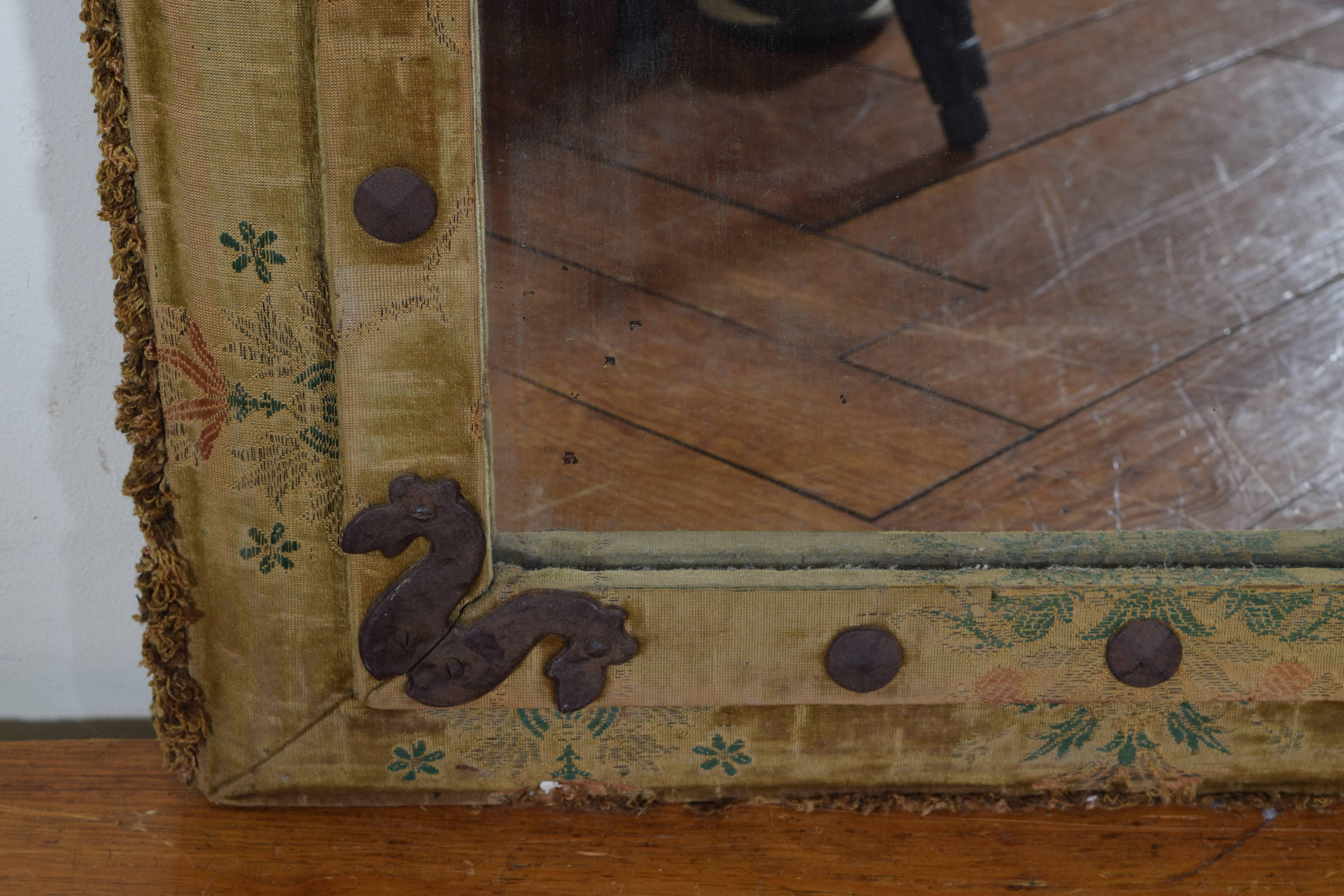 Dutch or English Arts & Crafts, Queen Anne Style Upholstered Mirror, circa 1900 2