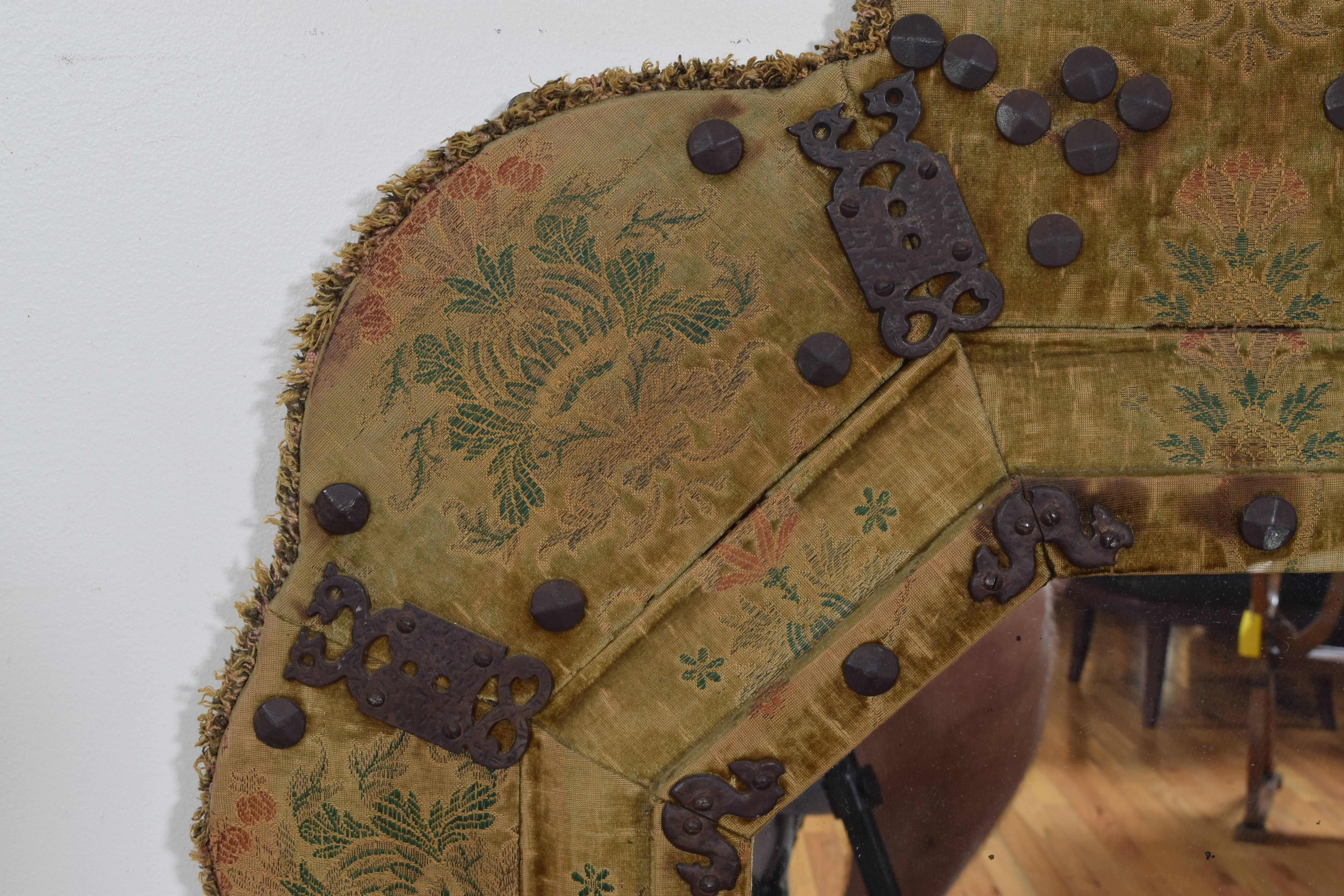 Upholstery Dutch or English Arts & Crafts, Queen Anne Style Upholstered Mirror, circa 1900