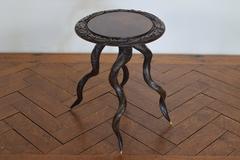 Italian Carved Walnut and Horn Side Table, 20th Century