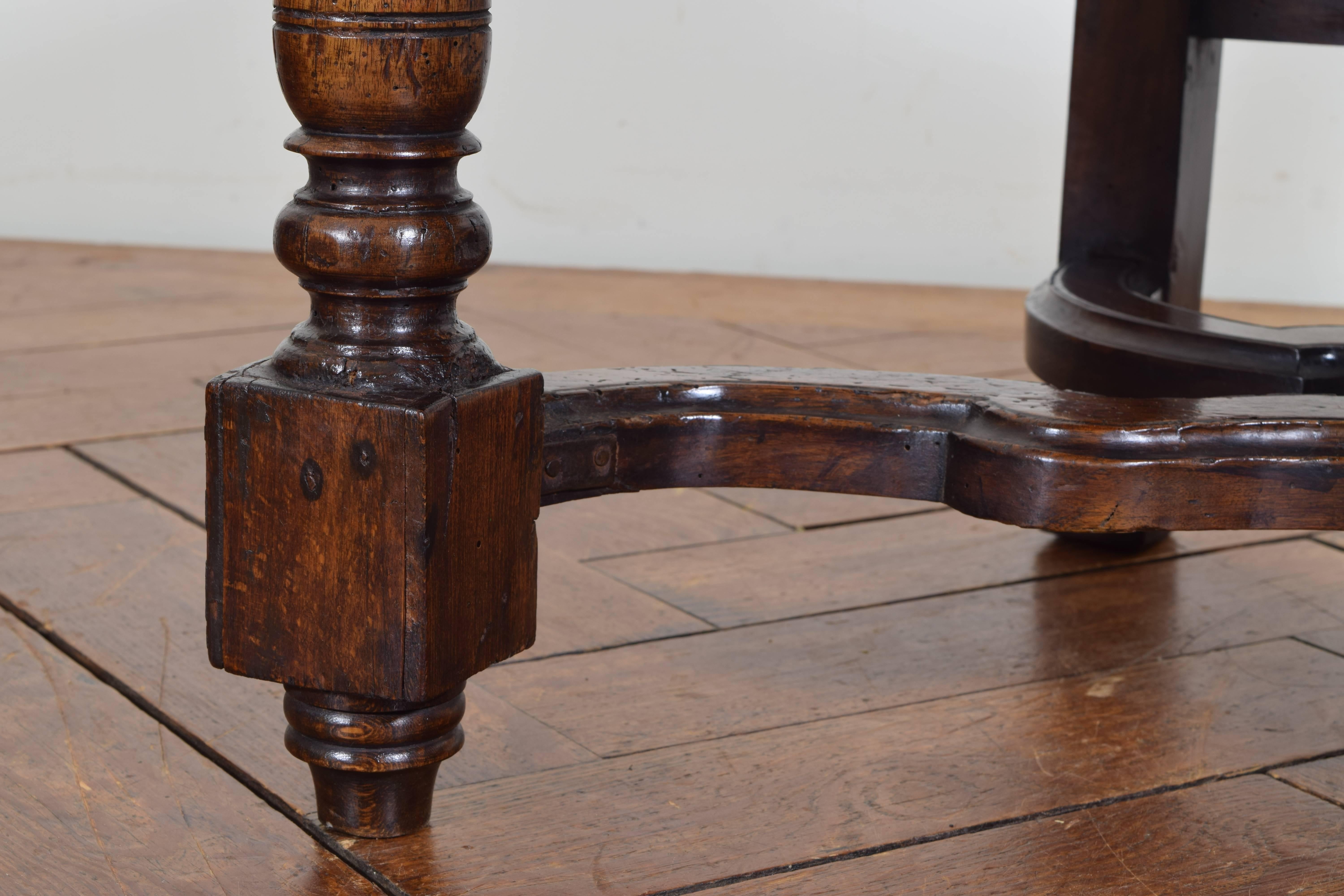 Pair of Italian Baroque Walnut & Inlaid Turned Wood Armchairs, 17th-18th Century 6