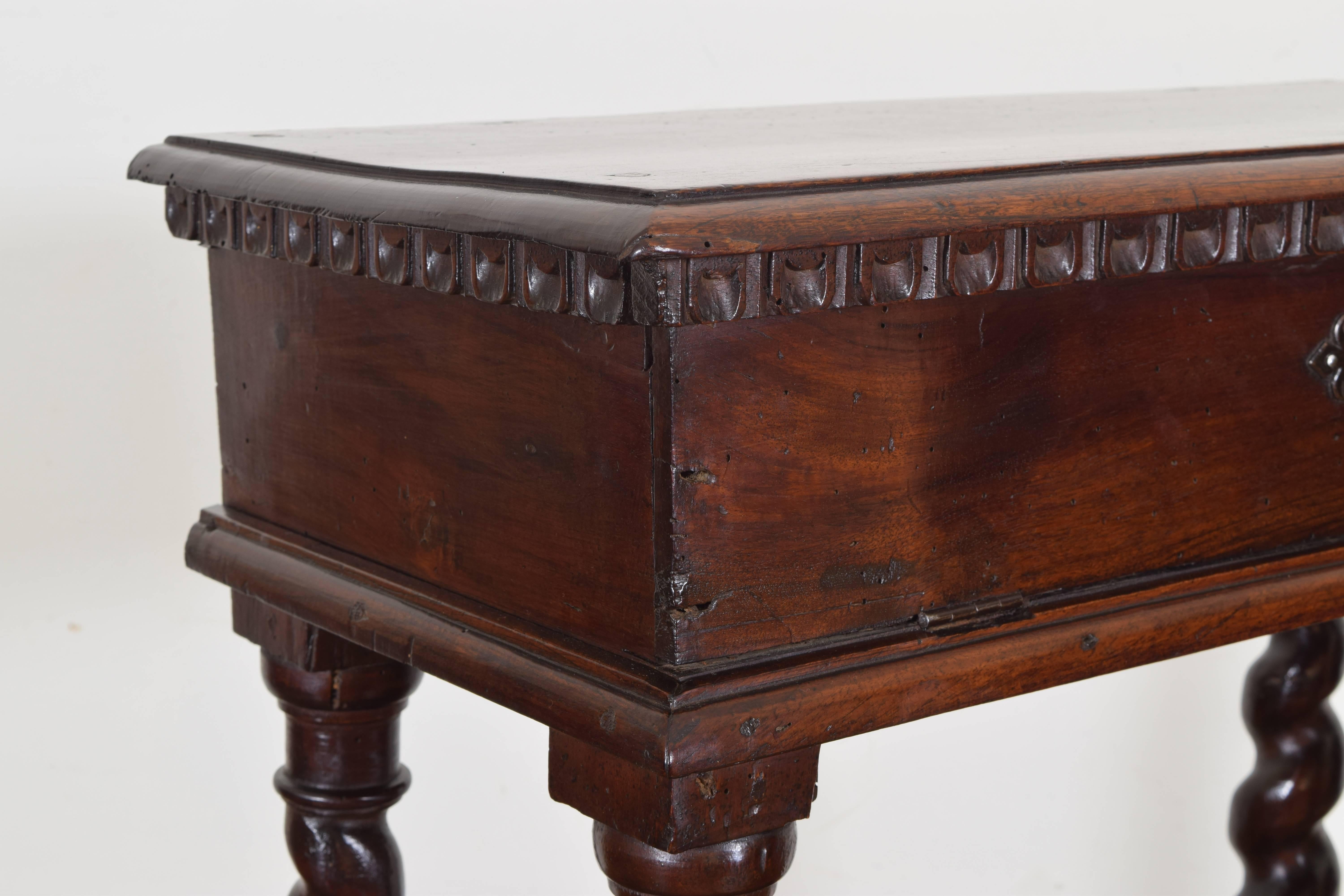 Italian Baroque Style Walnut Tall Console, 19th Century 1