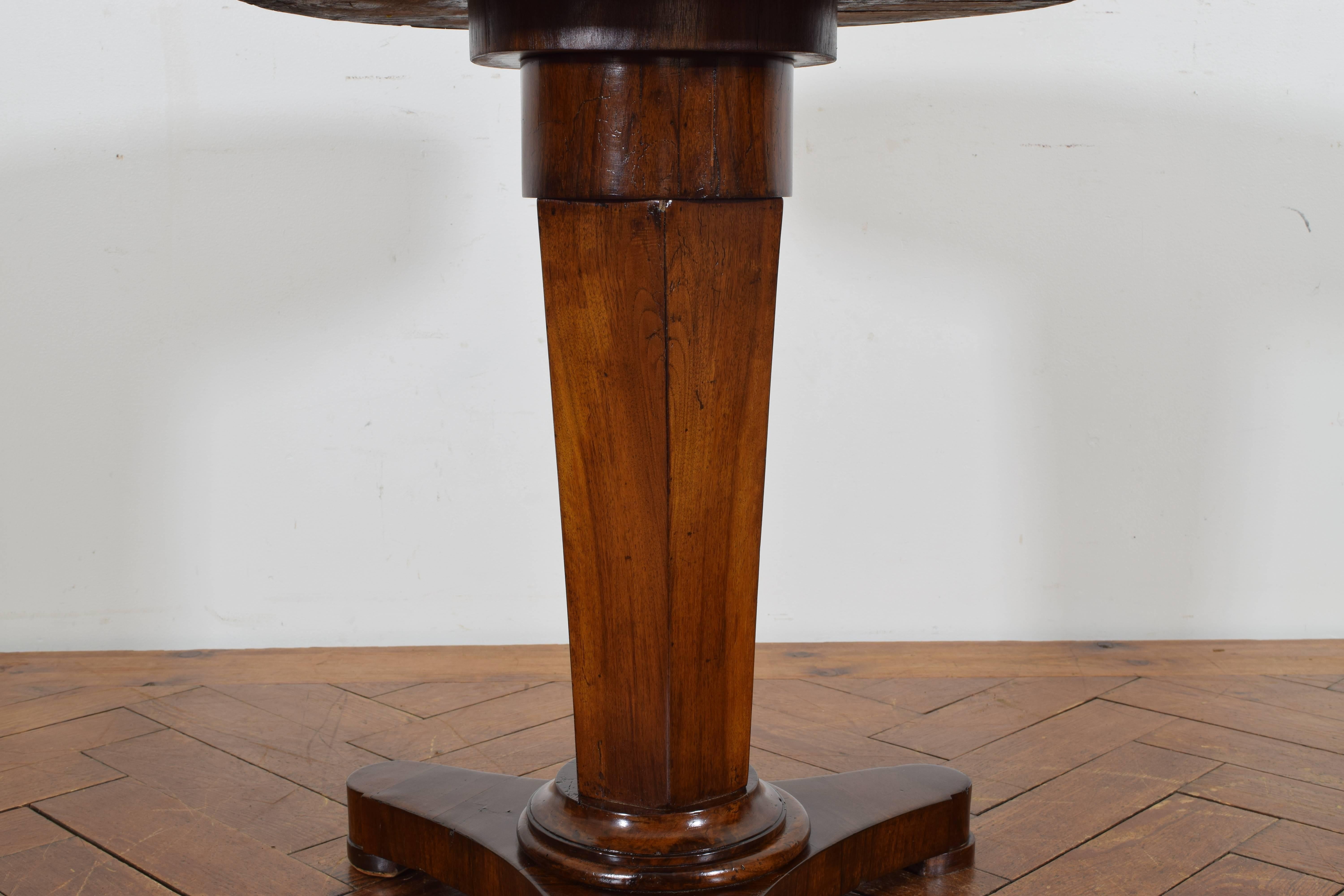 Mid-19th Century Italian Late Neoclassical Period Mahogany One-Drawer Center Table, 19th Century