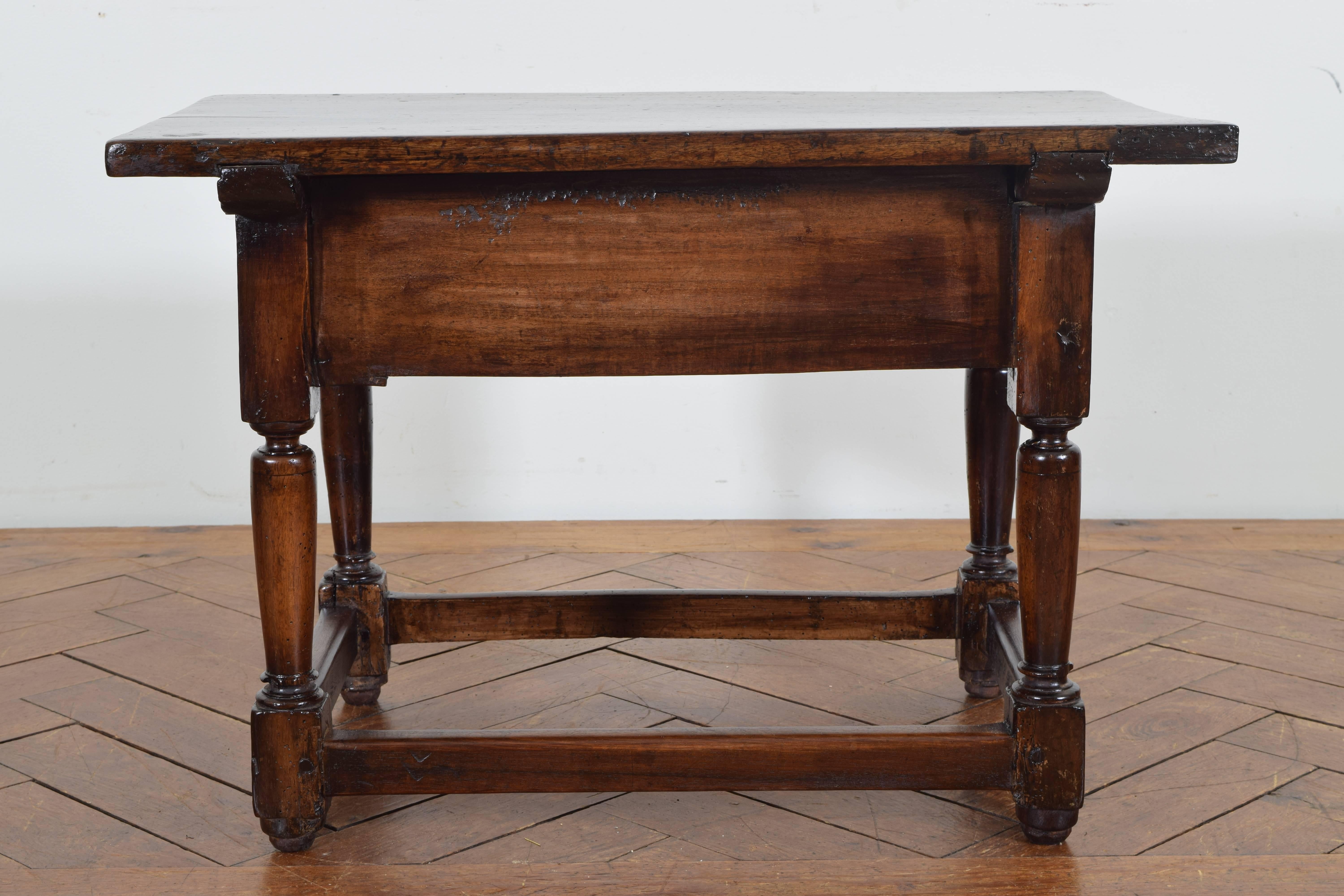 Spanish Louis XIII Low Walnut One Drawer Table, First Quarter of 18th Century 2
