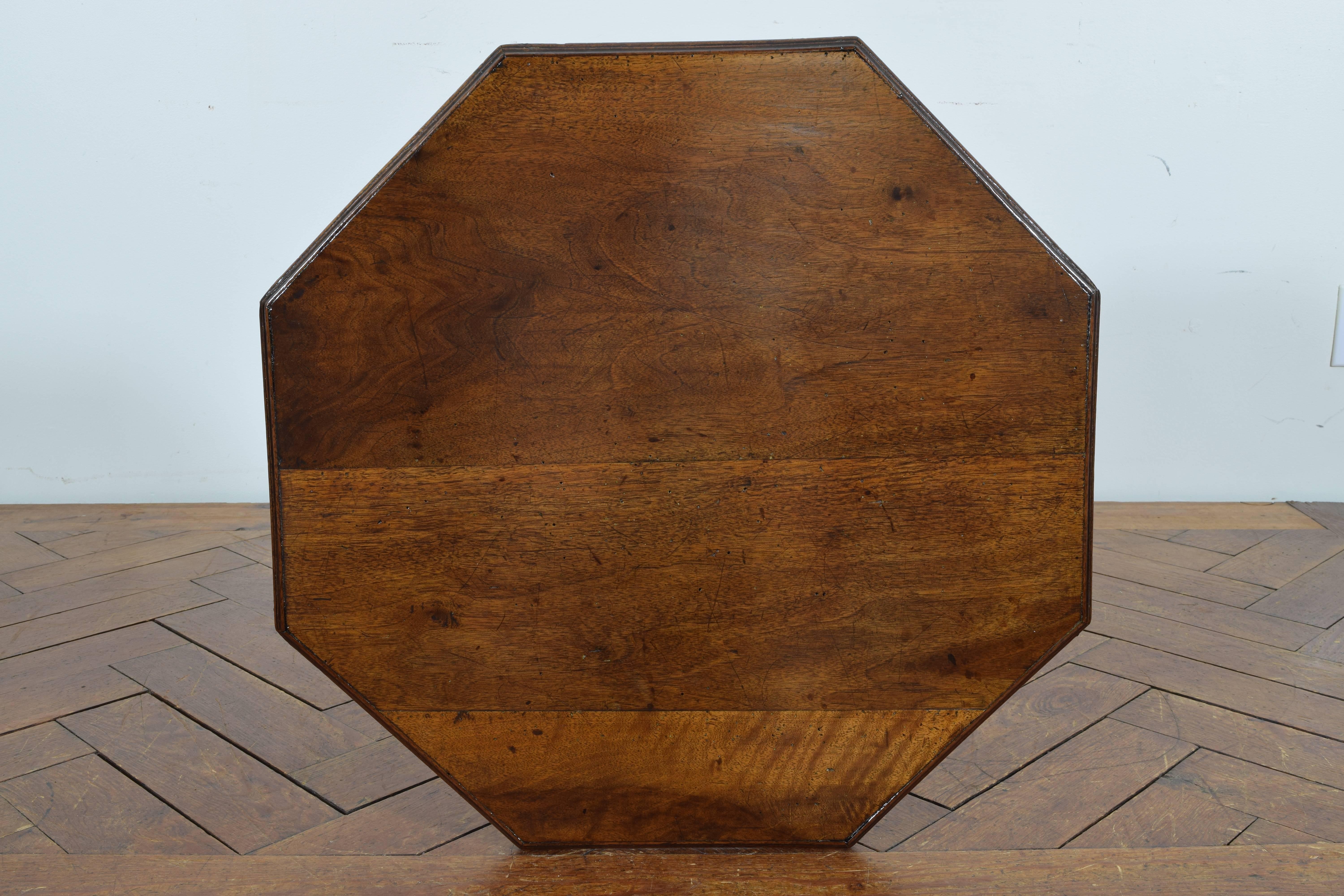 French Directoire Period Walnut Octagonal Table, First Quarter of 19th Century 4