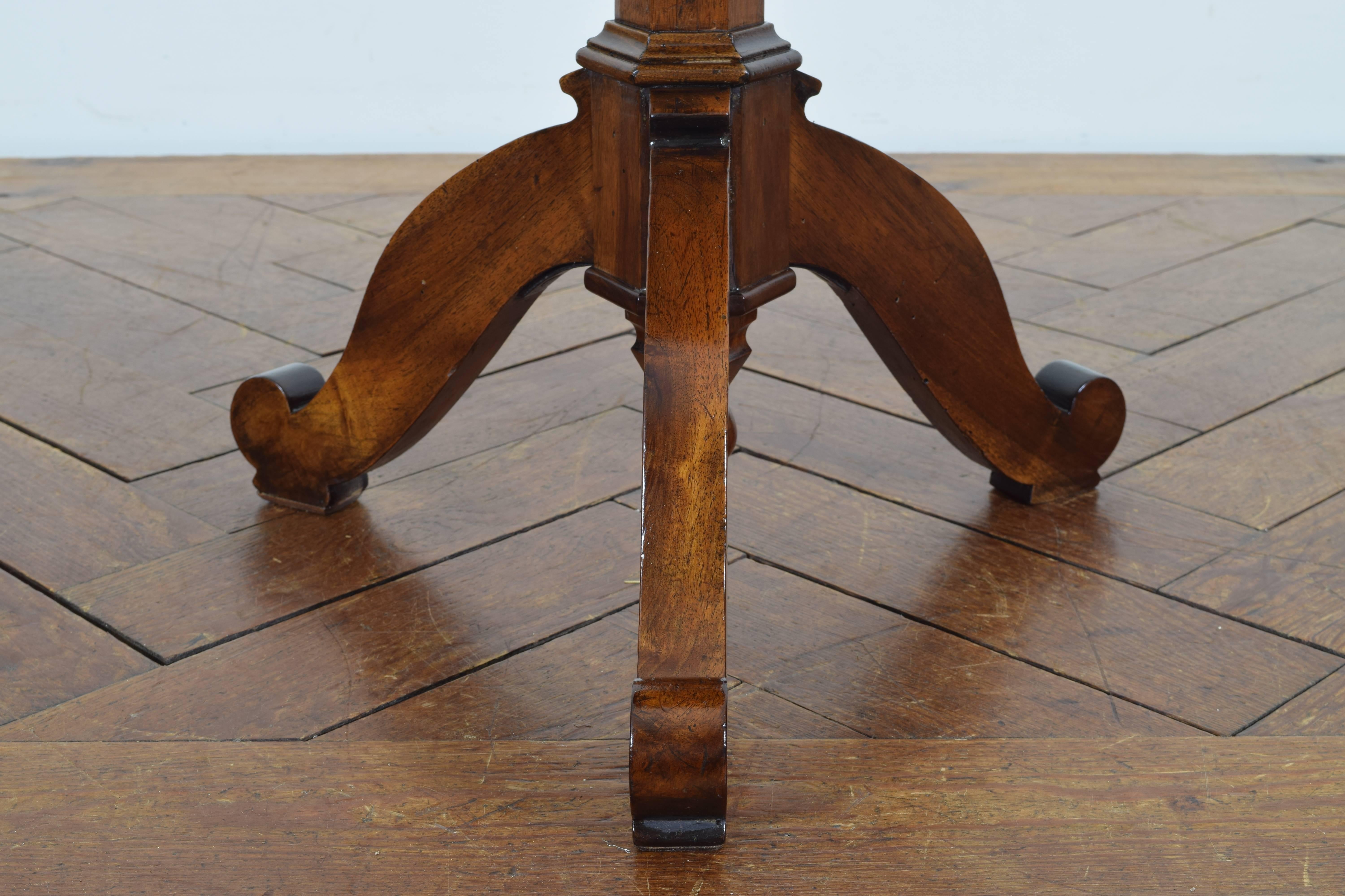 French Directoire Period Walnut Octagonal Table, First Quarter of 19th Century 1