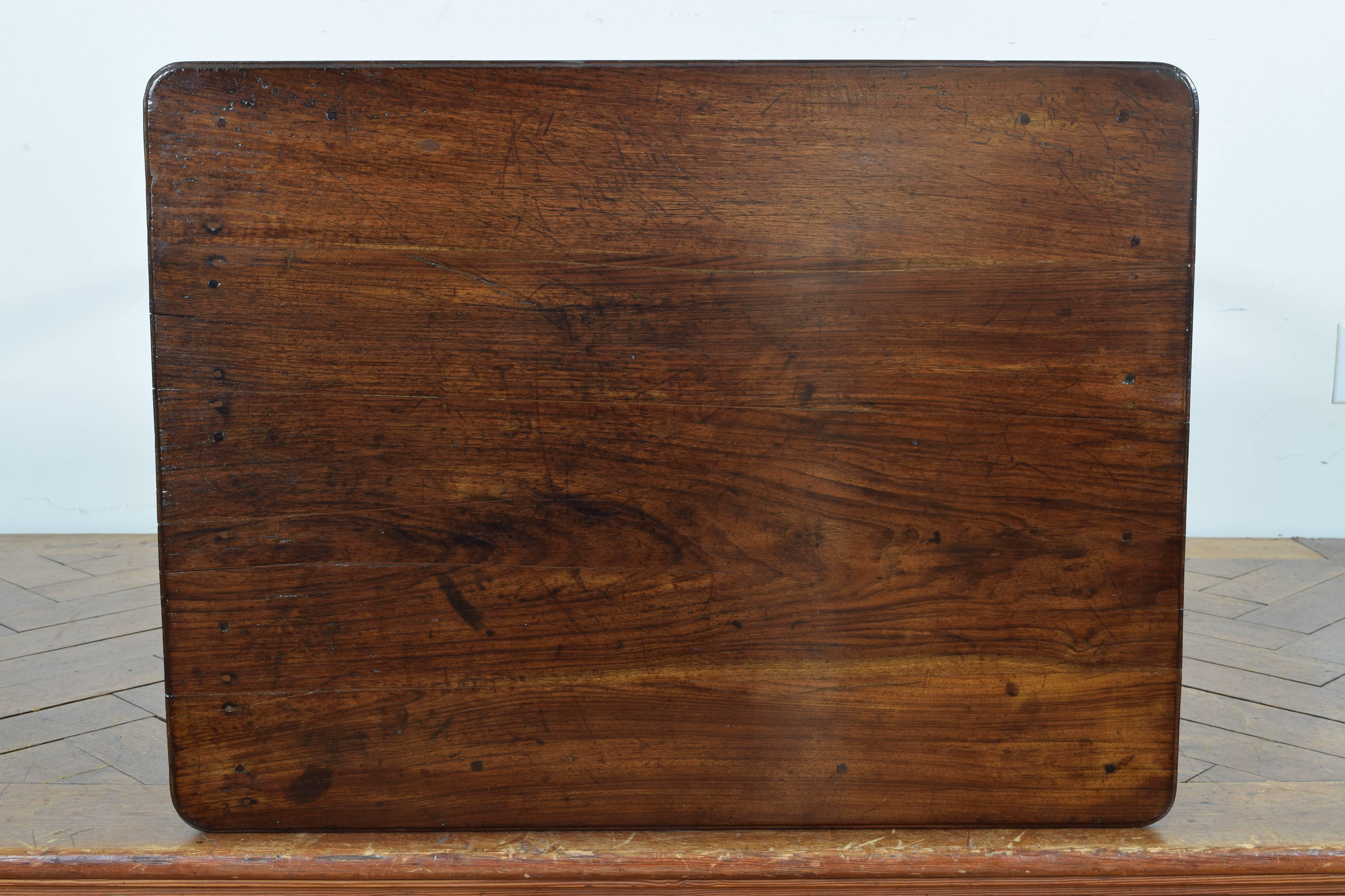 French Neoclassic Carved Walnut and Veneer One-Drawer Table, Early 19th Century 6