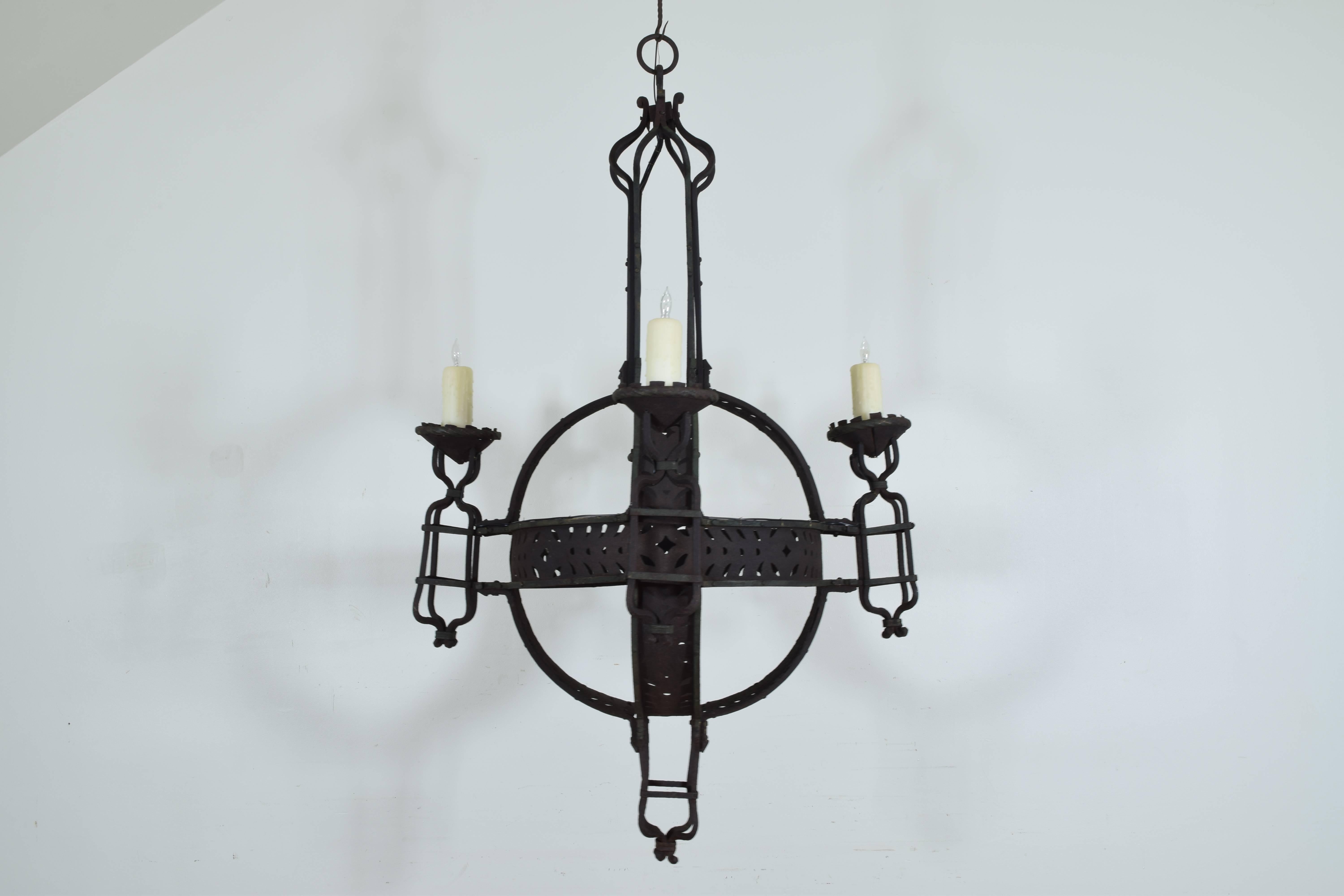 wrought iron orb chandelier