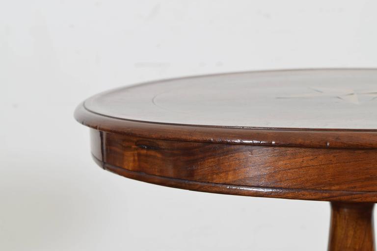 Italian Neoclassic Walnut Circular Two-Drawer Table, 19th Century 1