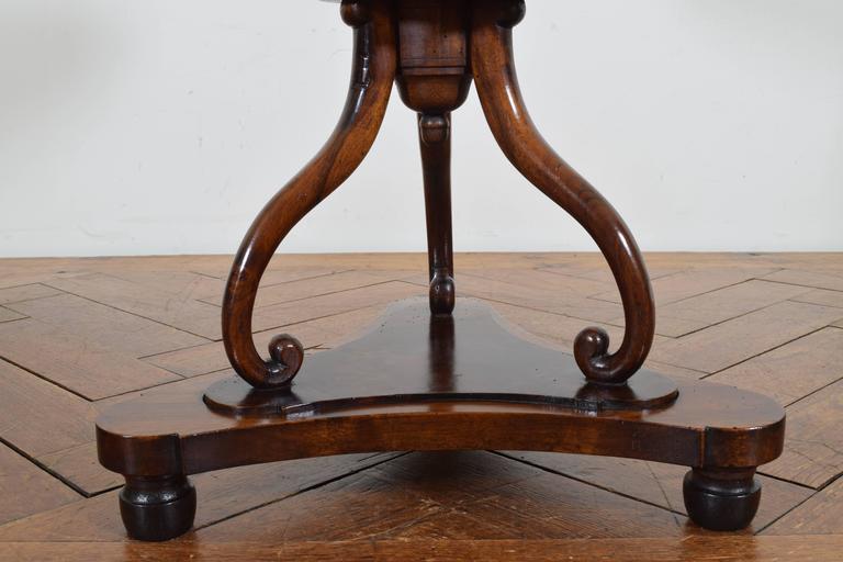 Italian Neoclassic Walnut Circular Two-Drawer Table, 19th Century 4
