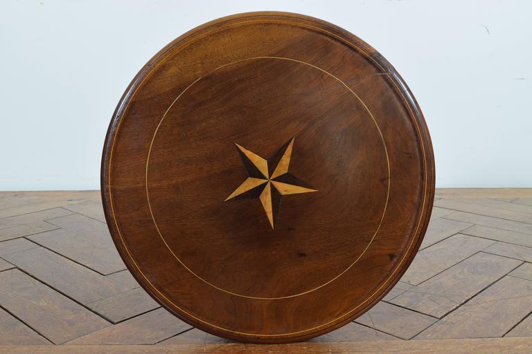 Italian Neoclassic Walnut Circular Two-Drawer Table, 19th Century In Excellent Condition In Atlanta, GA