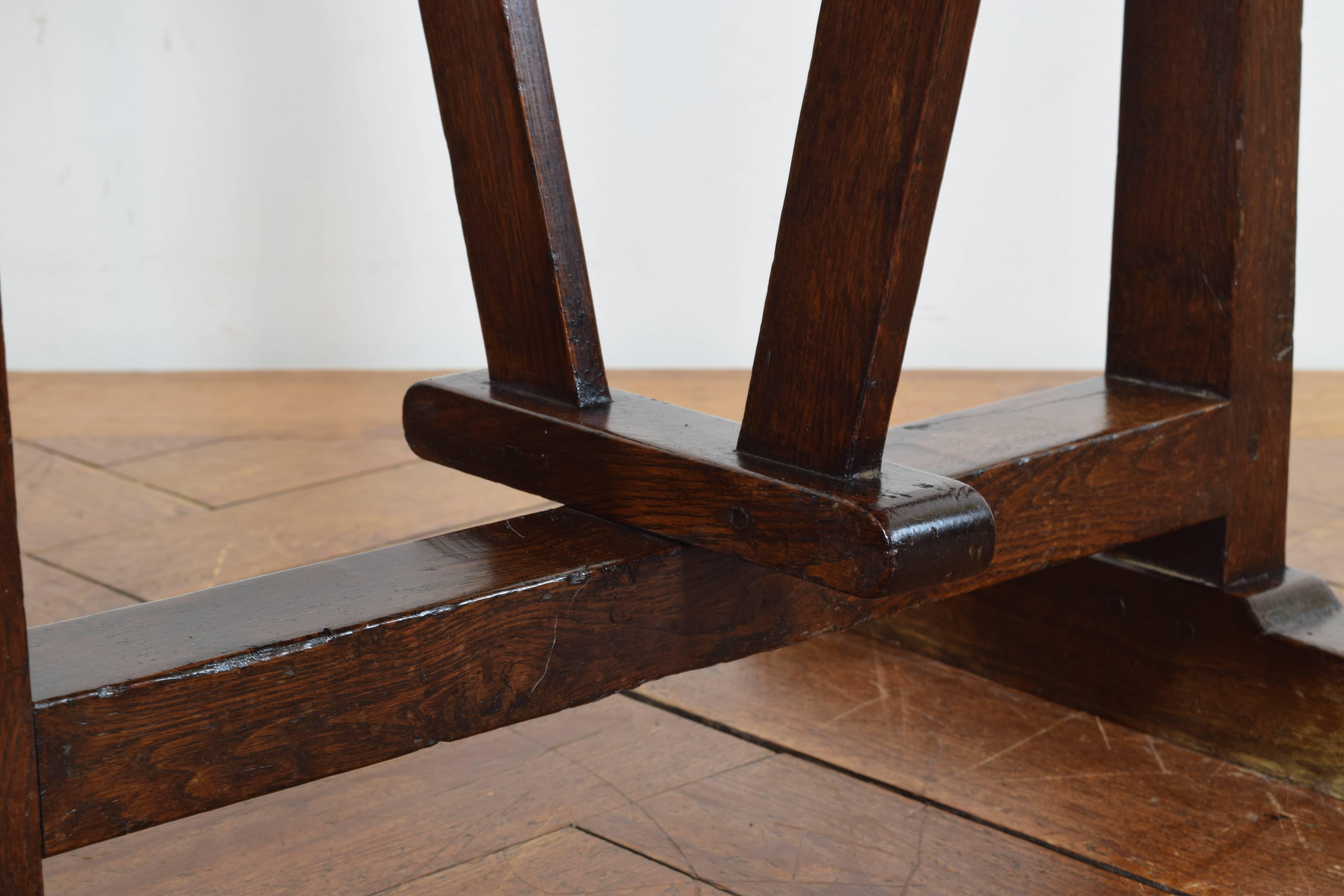 French Oak Folding Vineyard Table with Leather Top, Mid-19th Century 5