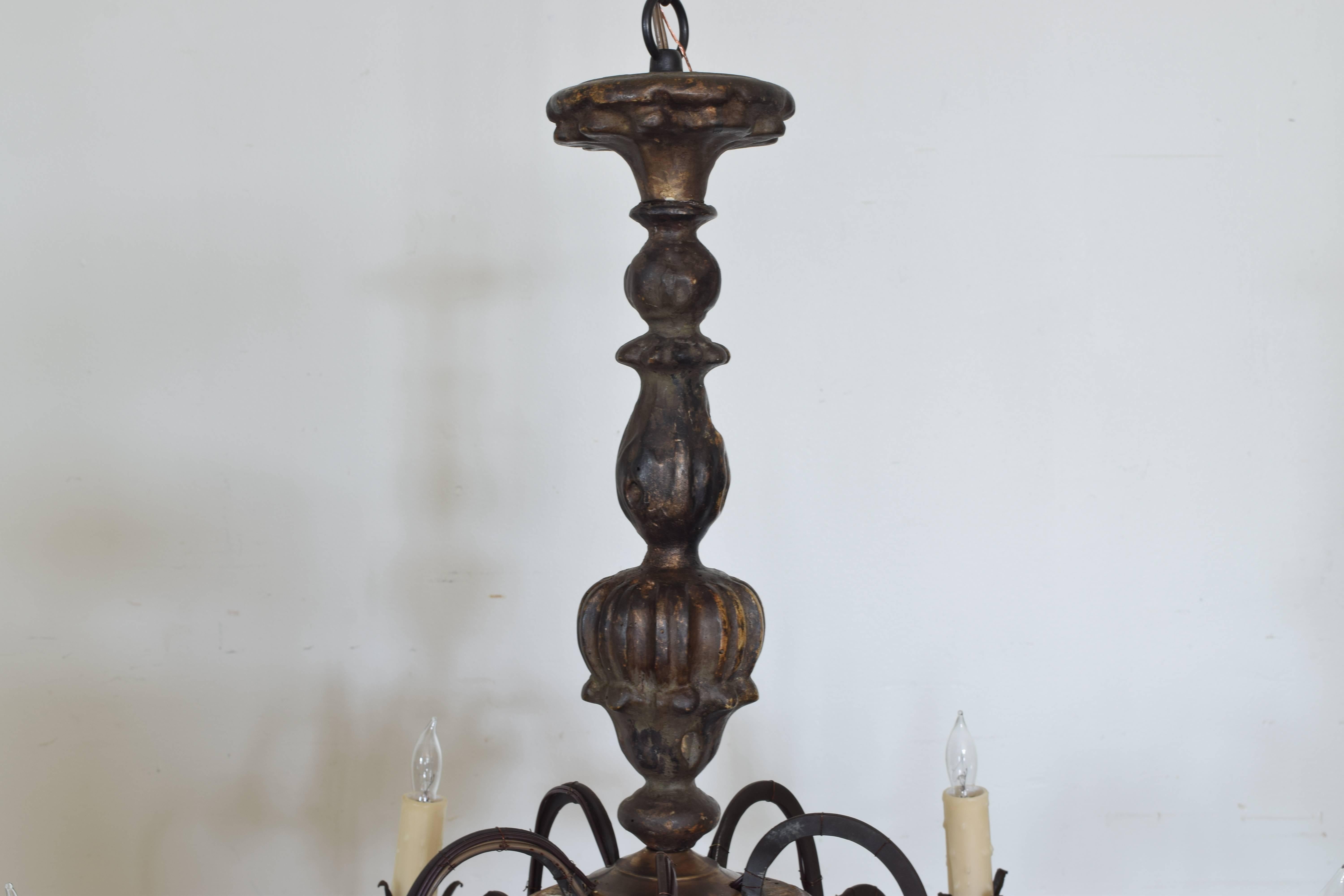 Late 18th Century Italian Rococo Carved Giltwood Five-Light Chandelier, 18th Century and Later