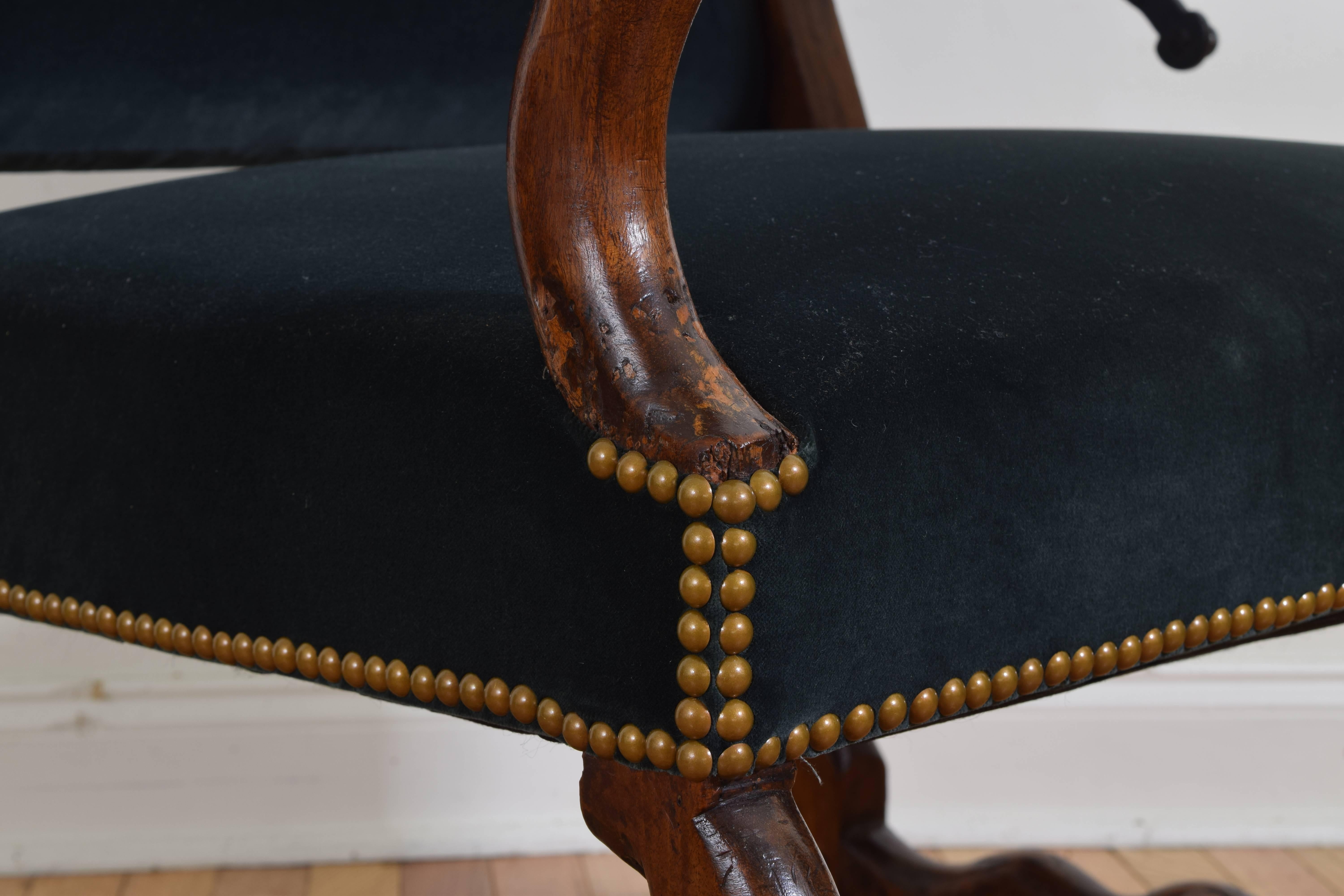 French Walnut and Upholstered Louis XIV Period Ratchet Fauteuil, 18th Century 1