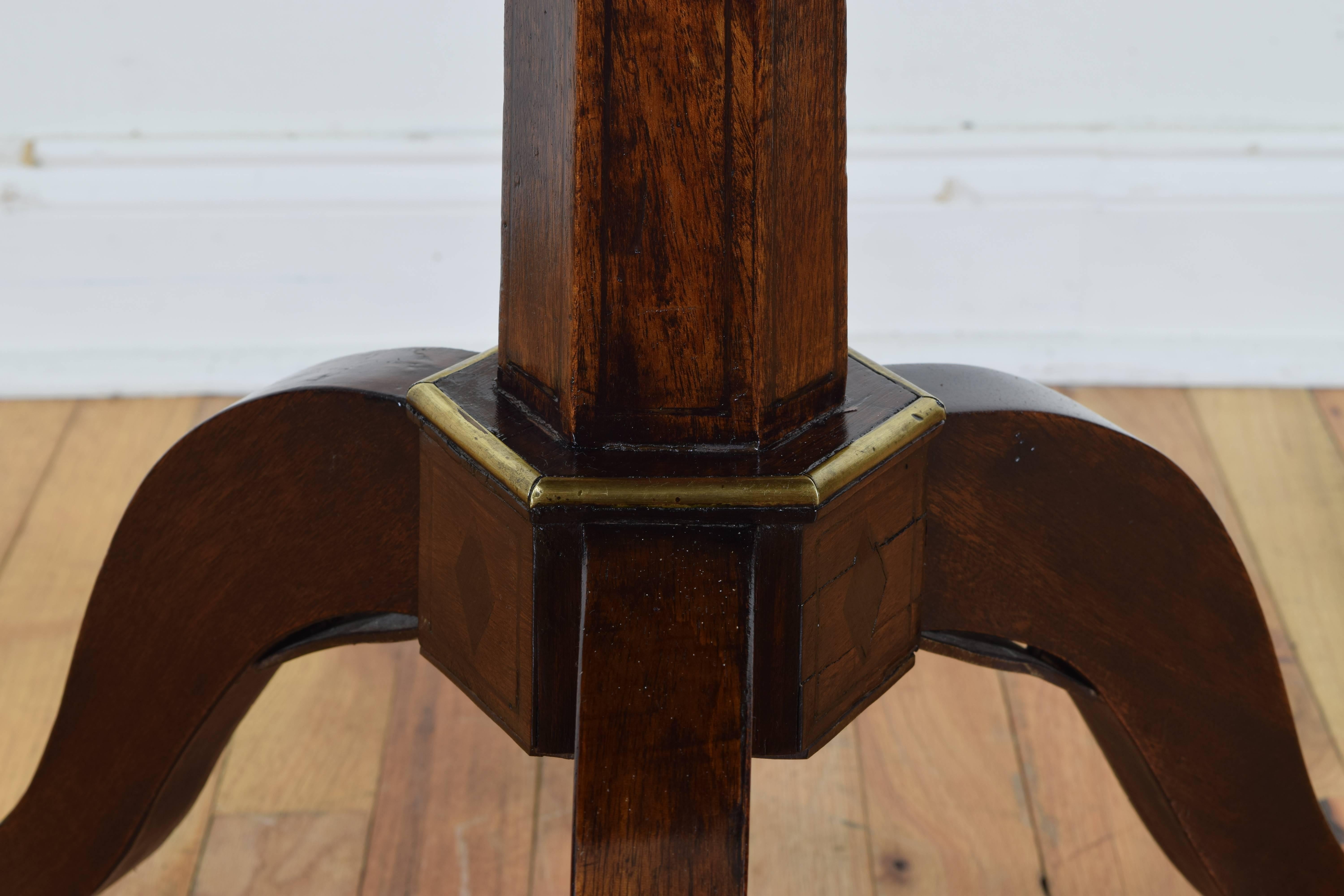 French Restauration Mahogany Brass & Marble Tilt-Top Table, Early 19th Century 3