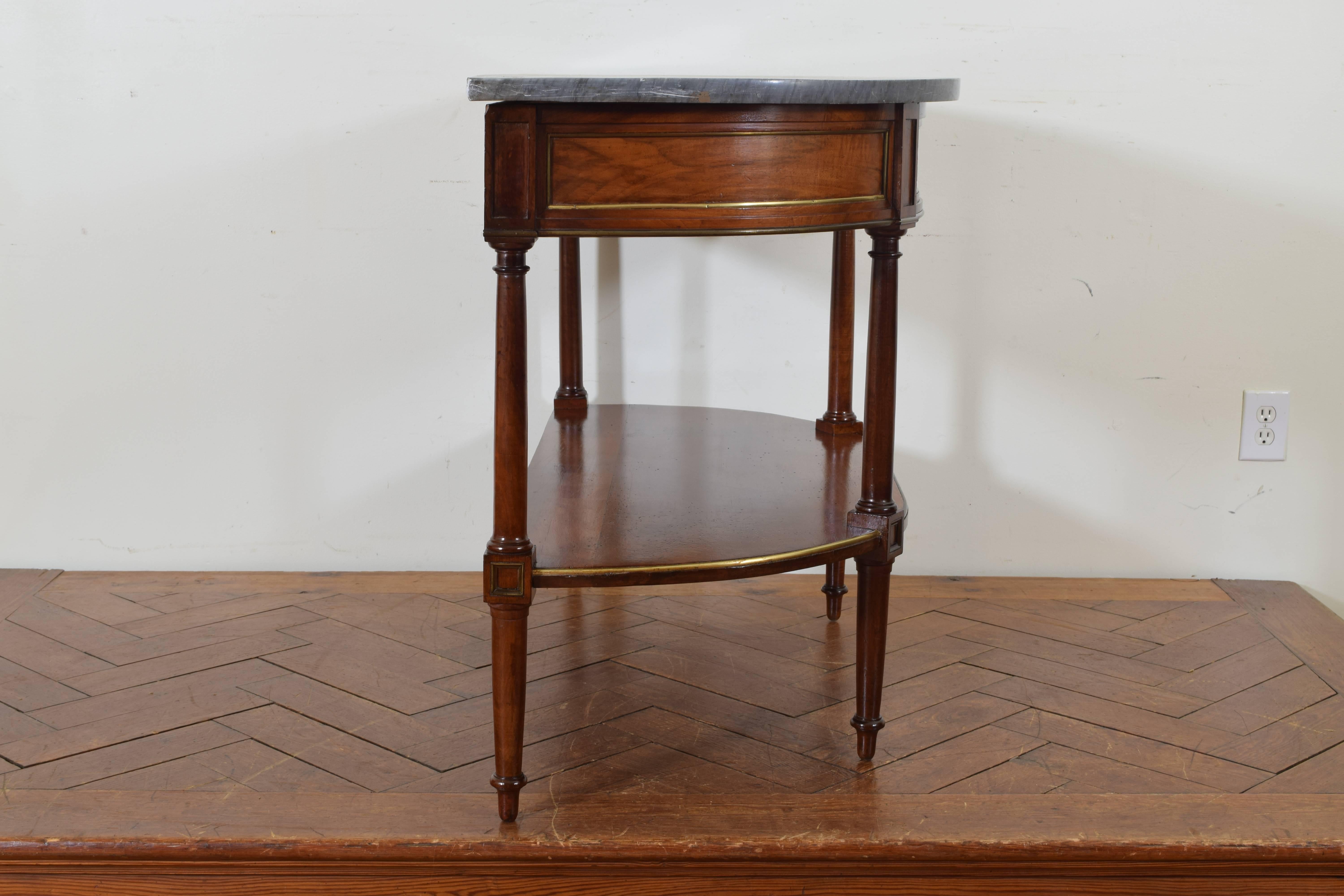 French Directoire Cherrywood, Marble-Top Console Table, Early 19th Century In Excellent Condition In Atlanta, GA