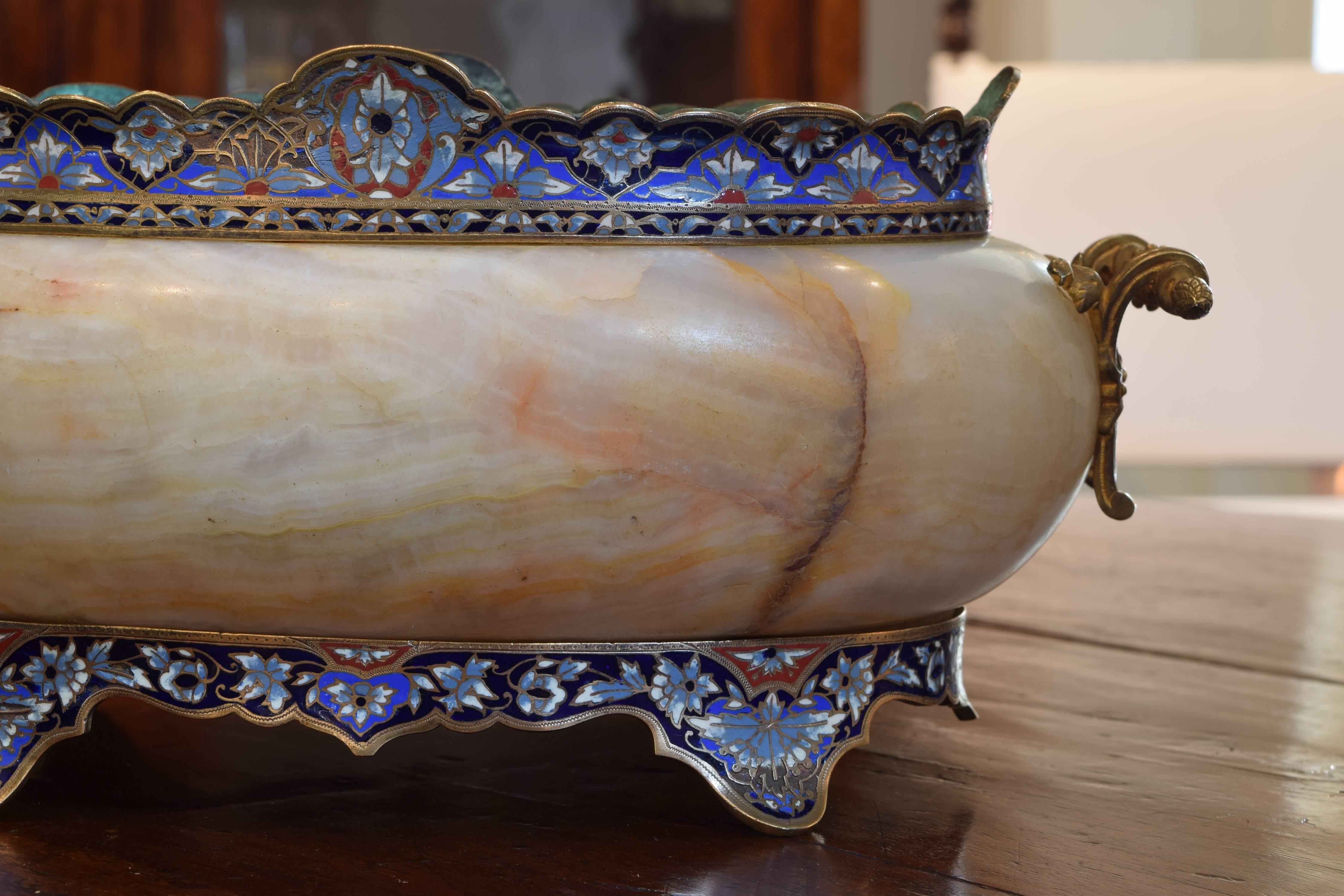 French Cloisonne on Marble Cachepot from the Second Half of the 19th Century 2