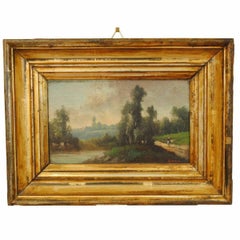 French Oil on Wooden Panel, Mid-Third Quarter of the 19th Century