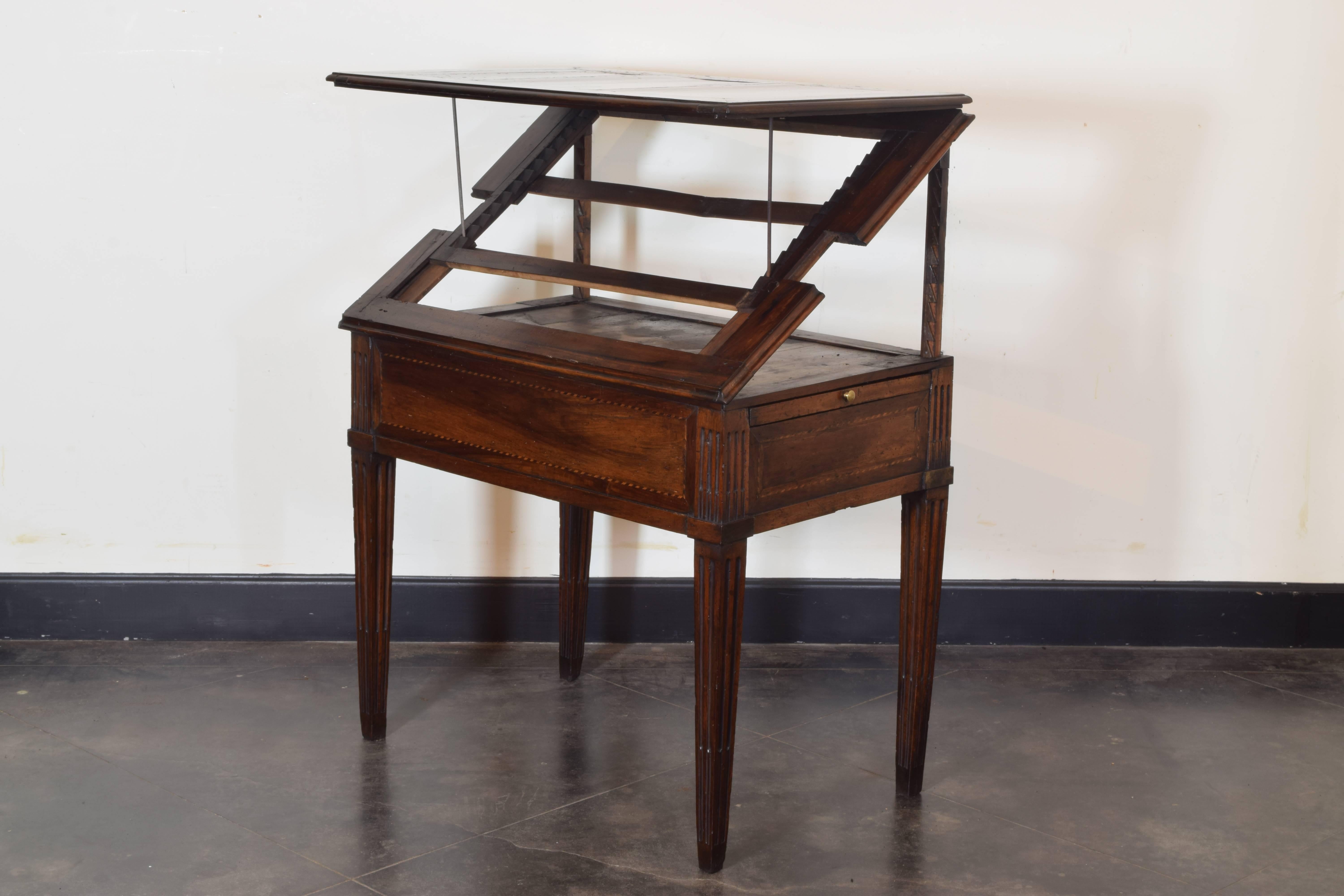 French Louis XVI Period Walnut Metamorphic Drafting Table, 18th Century 3