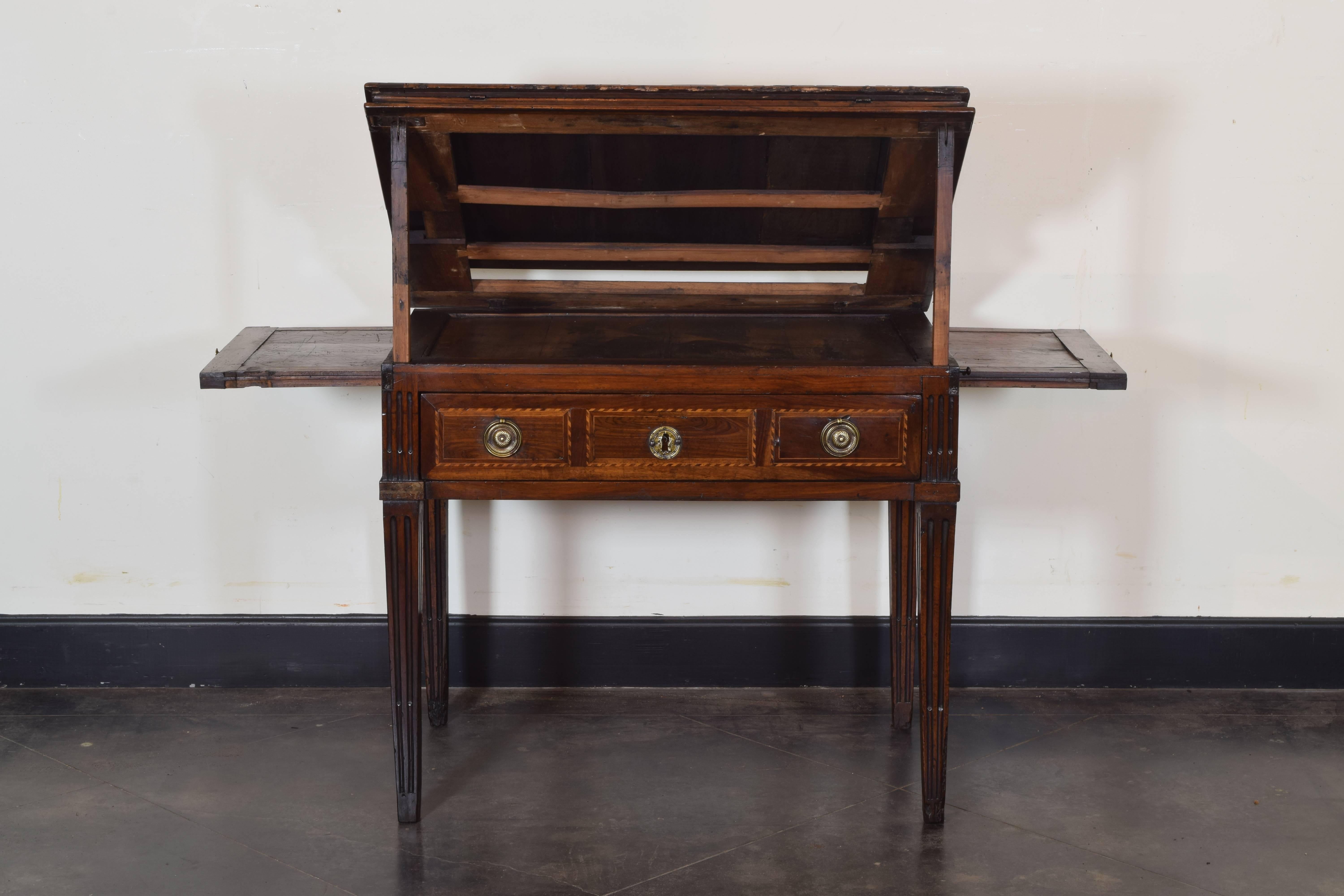 French Louis XVI Period Walnut Metamorphic Drafting Table, 18th Century 1