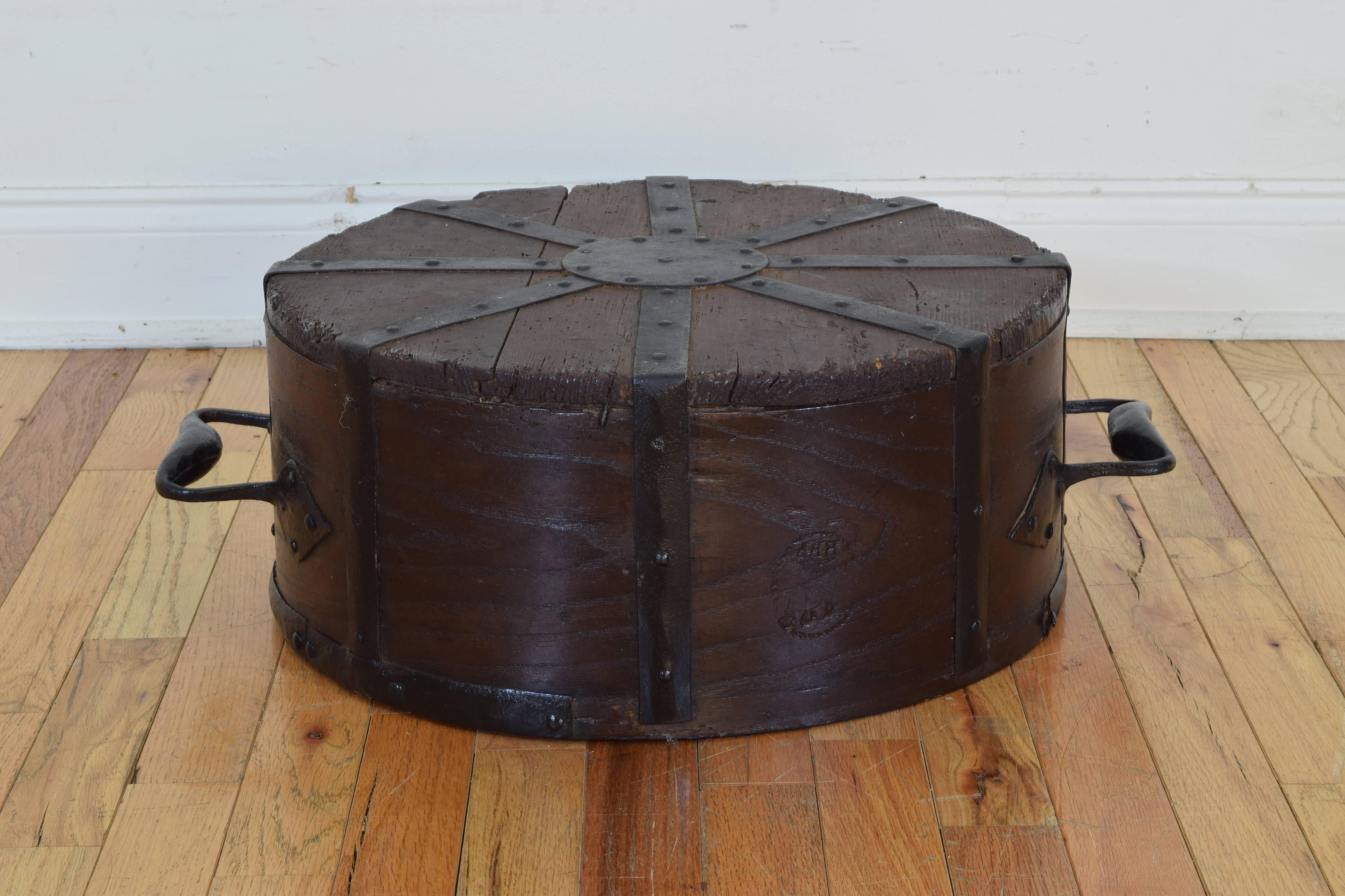 French Mid-19th Century Wooden and Iron Grain Measure In Excellent Condition In Atlanta, GA
