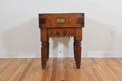 French Louis Philippe Period Chopping Block with Drawer and Origin Plaque