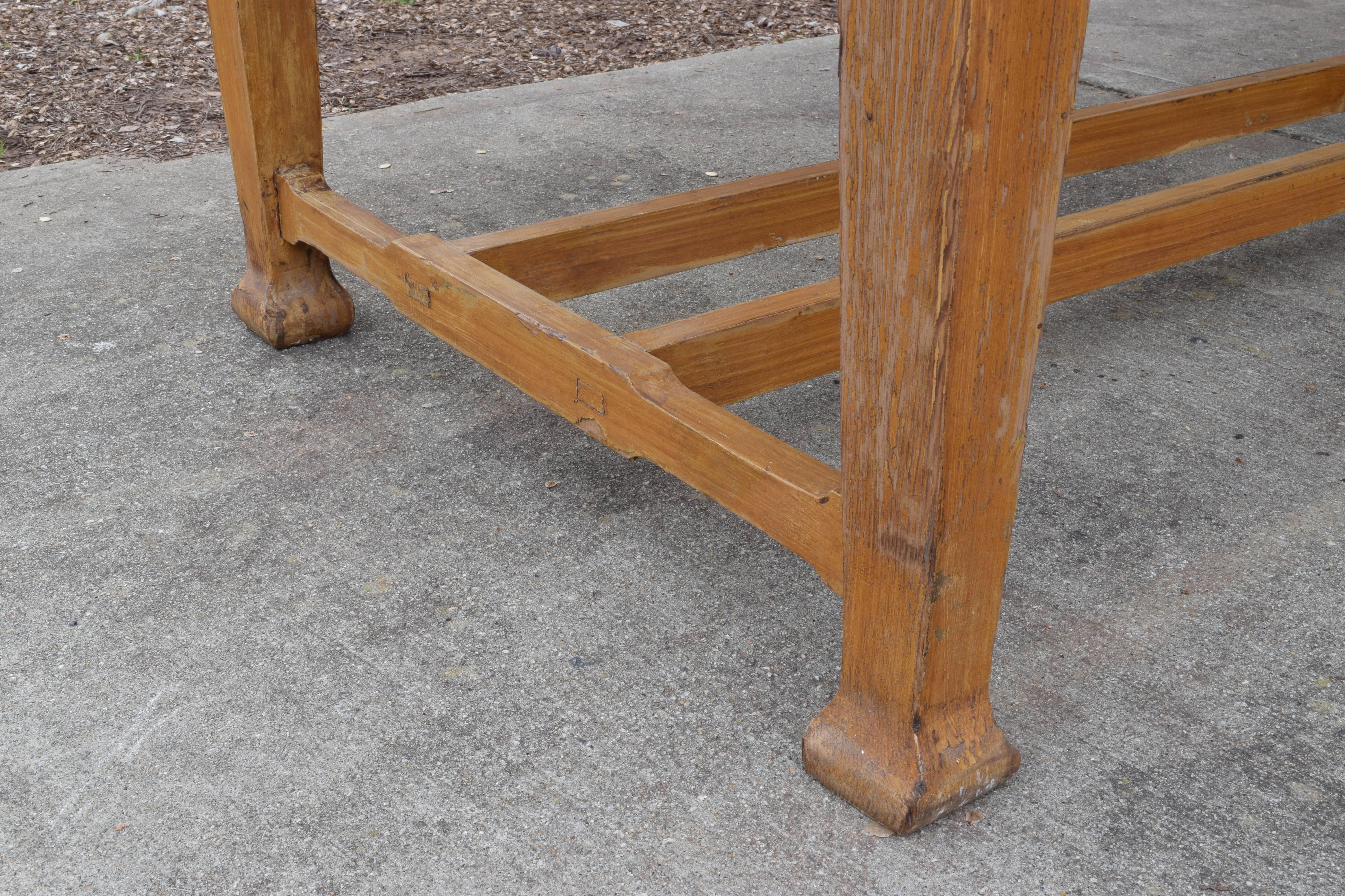 Large Arts and Crafts Style Painted & Ebonized Pinewood Dining Table, circa 1920 1