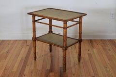 French Art Deco Period Bamboo and Seagrass Two-Tier Table, 20th Century