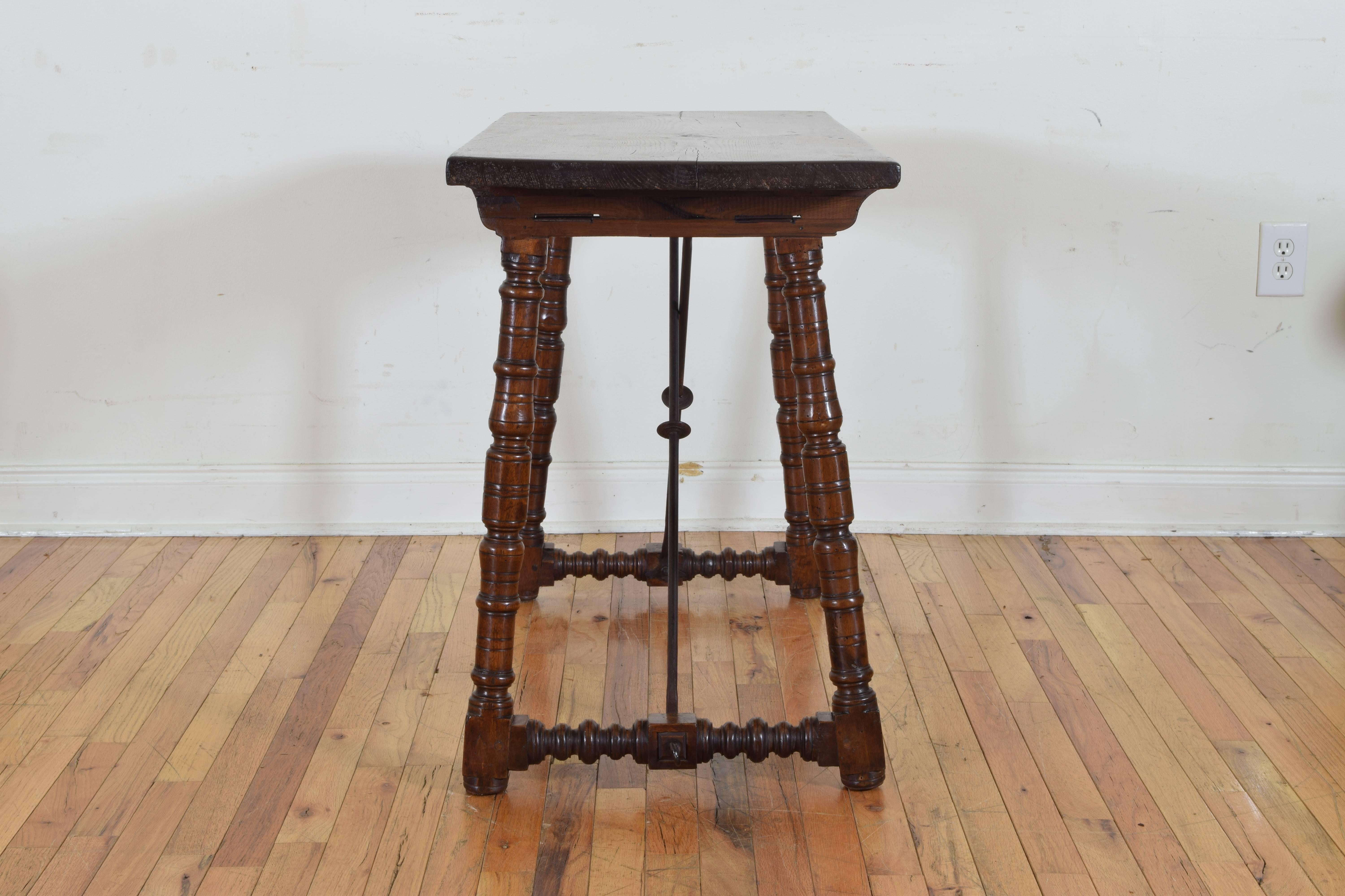 Louis XIII Spanish Walnut and Wrought Iron Table, Early 18th Century
