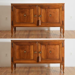Exceptional Pair Italian, Veneto, Neoclassic Walnut & Giltwood Credenzas, c.1790
