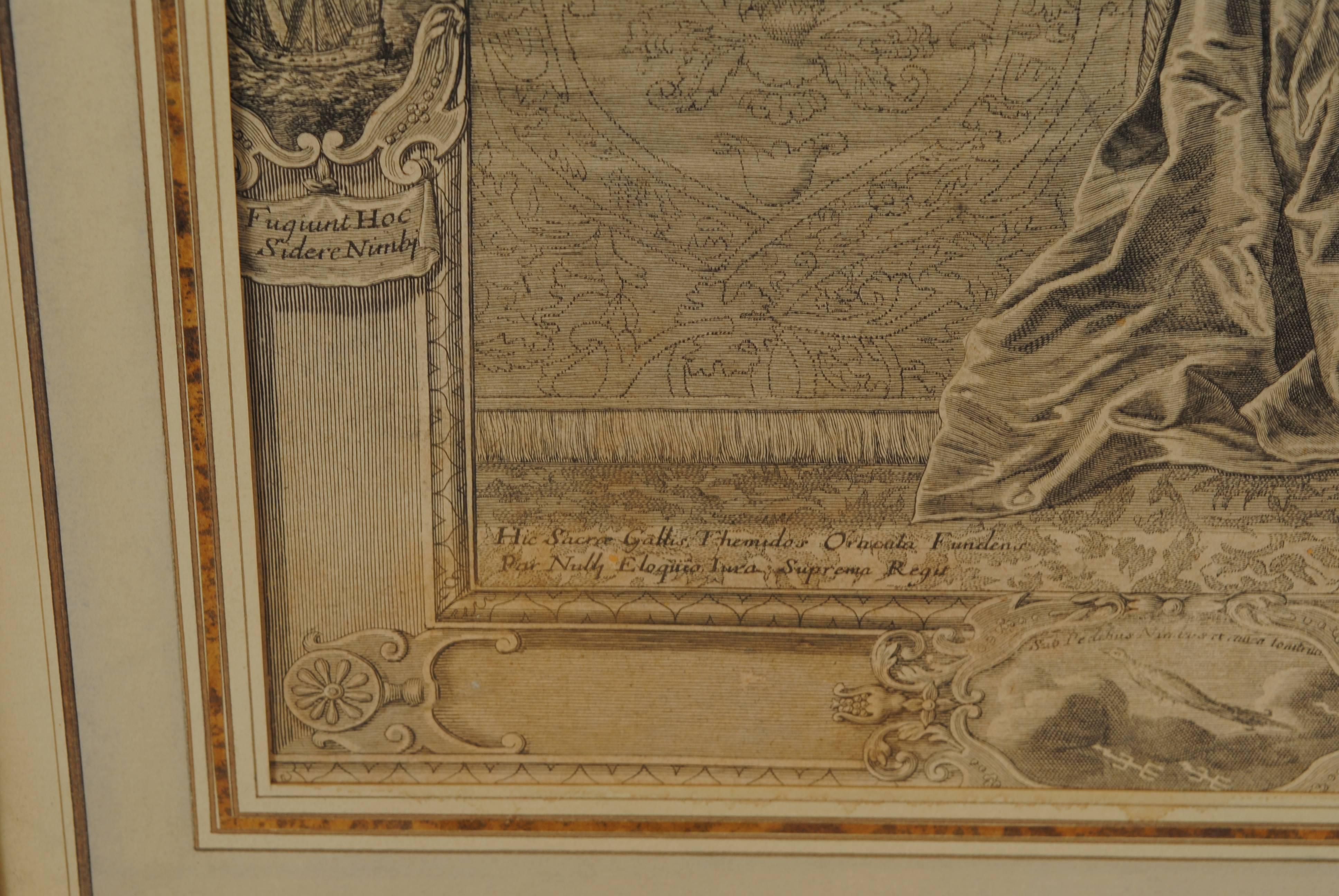 Gravure du milieu du XVIIIe siècle dans un cadre en bois doré du milieu du XIXe siècle  en vente 2