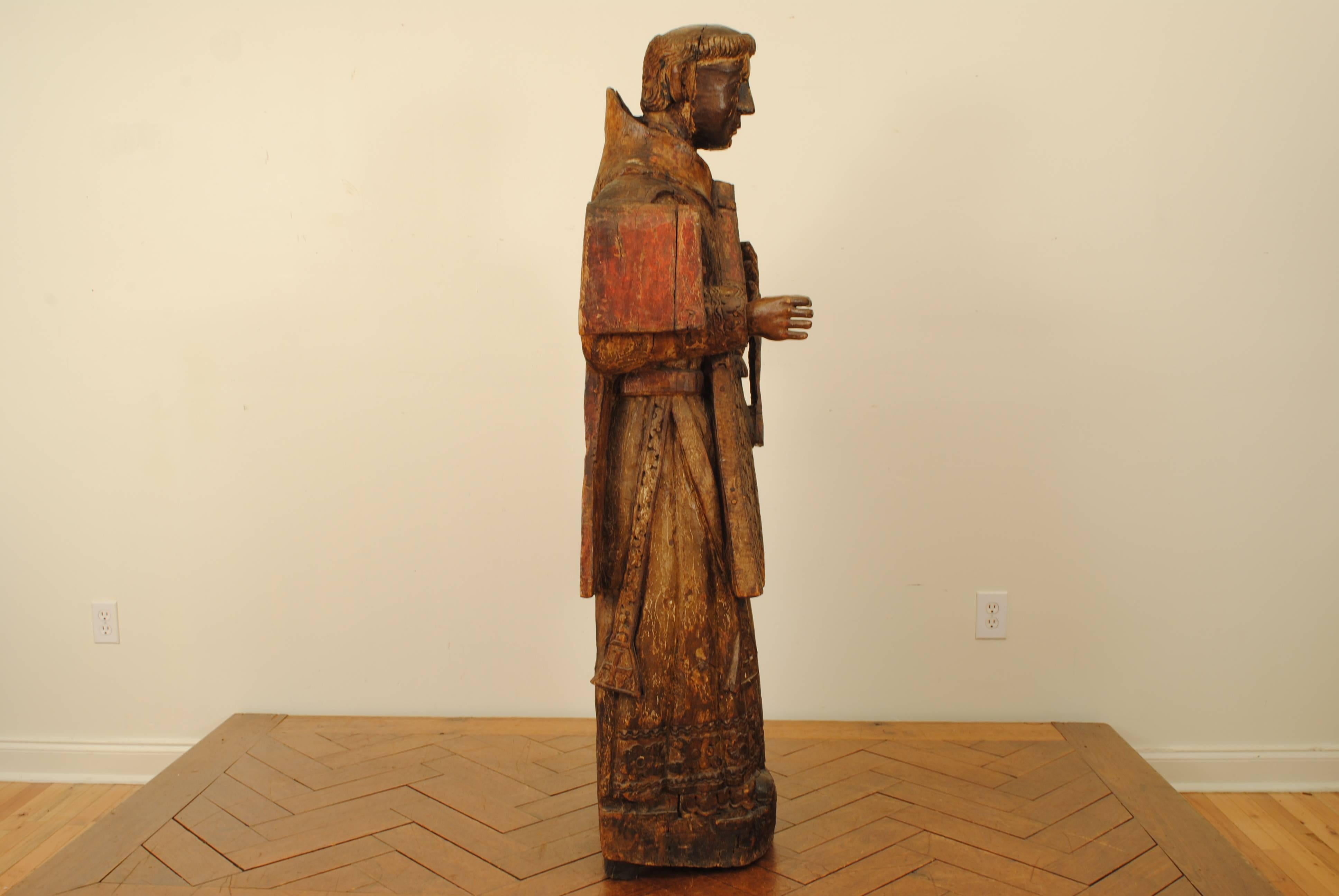 Spanish/Portuguese Carved and Polychrome Painted Santo, 17th Century or Earlier 1
