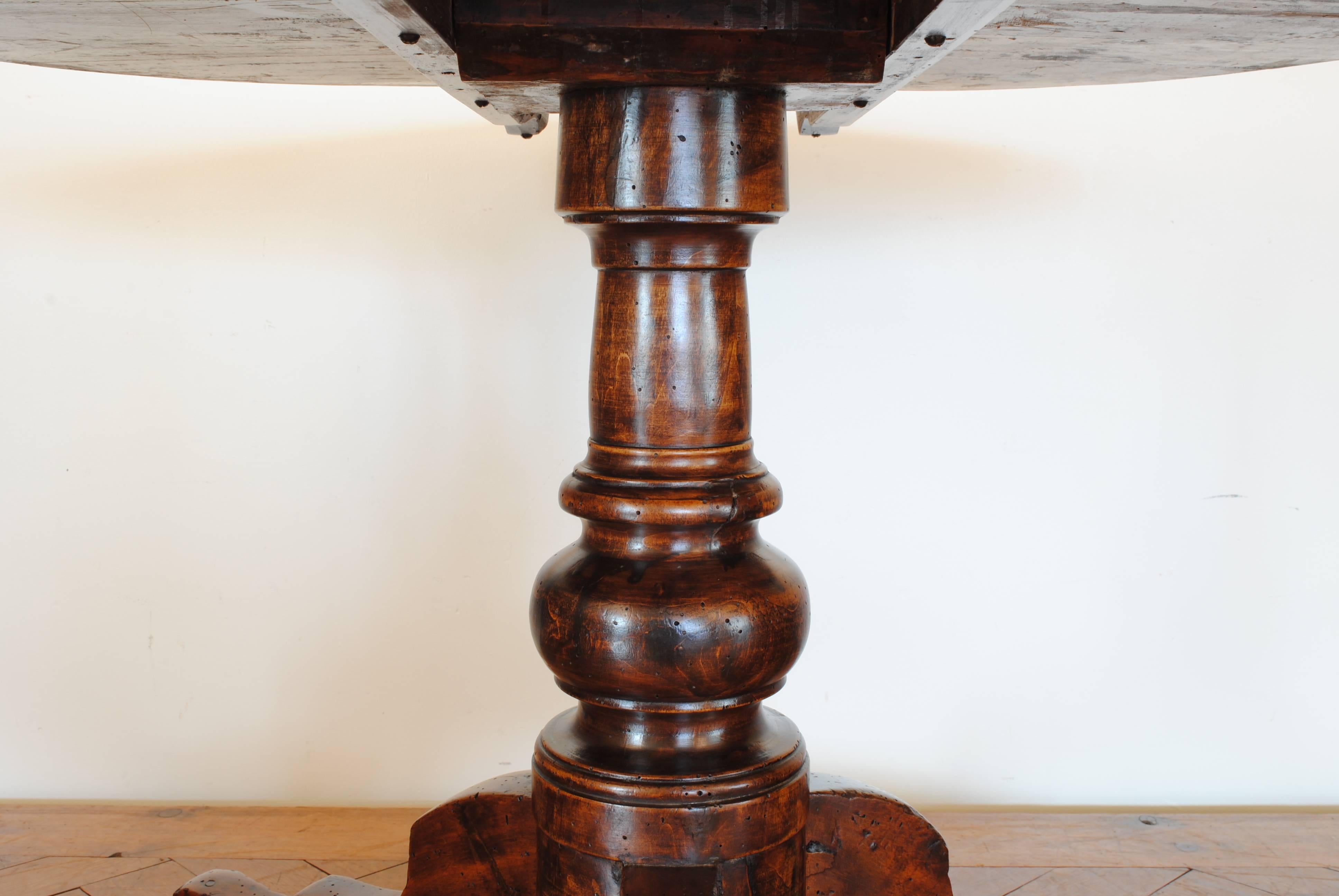 Mid-19th Century Italian Solid Walnut Neoclassical Center or End Table
