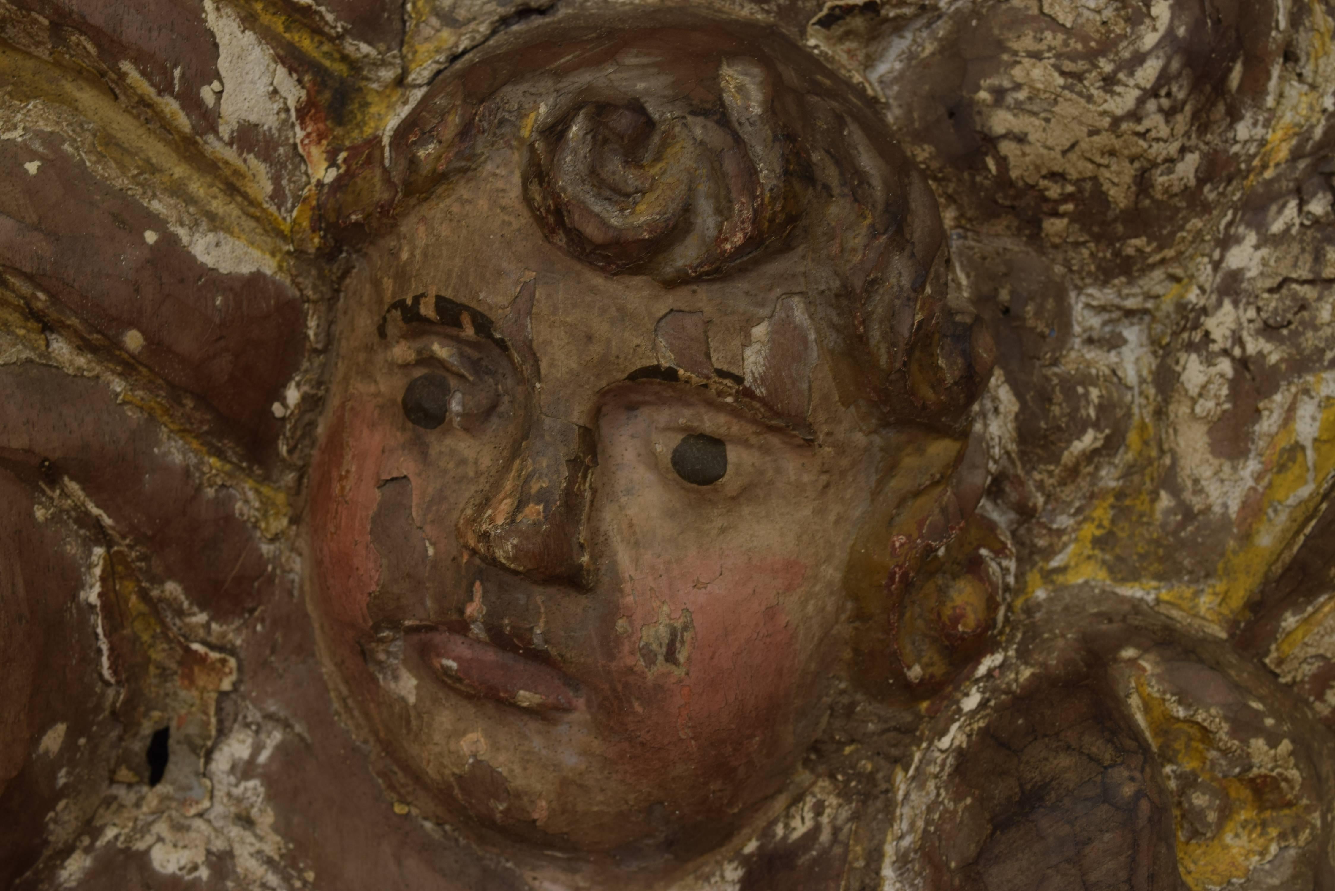 Large Polychrome and Gilt Wall Carving, Early 18th Century 1