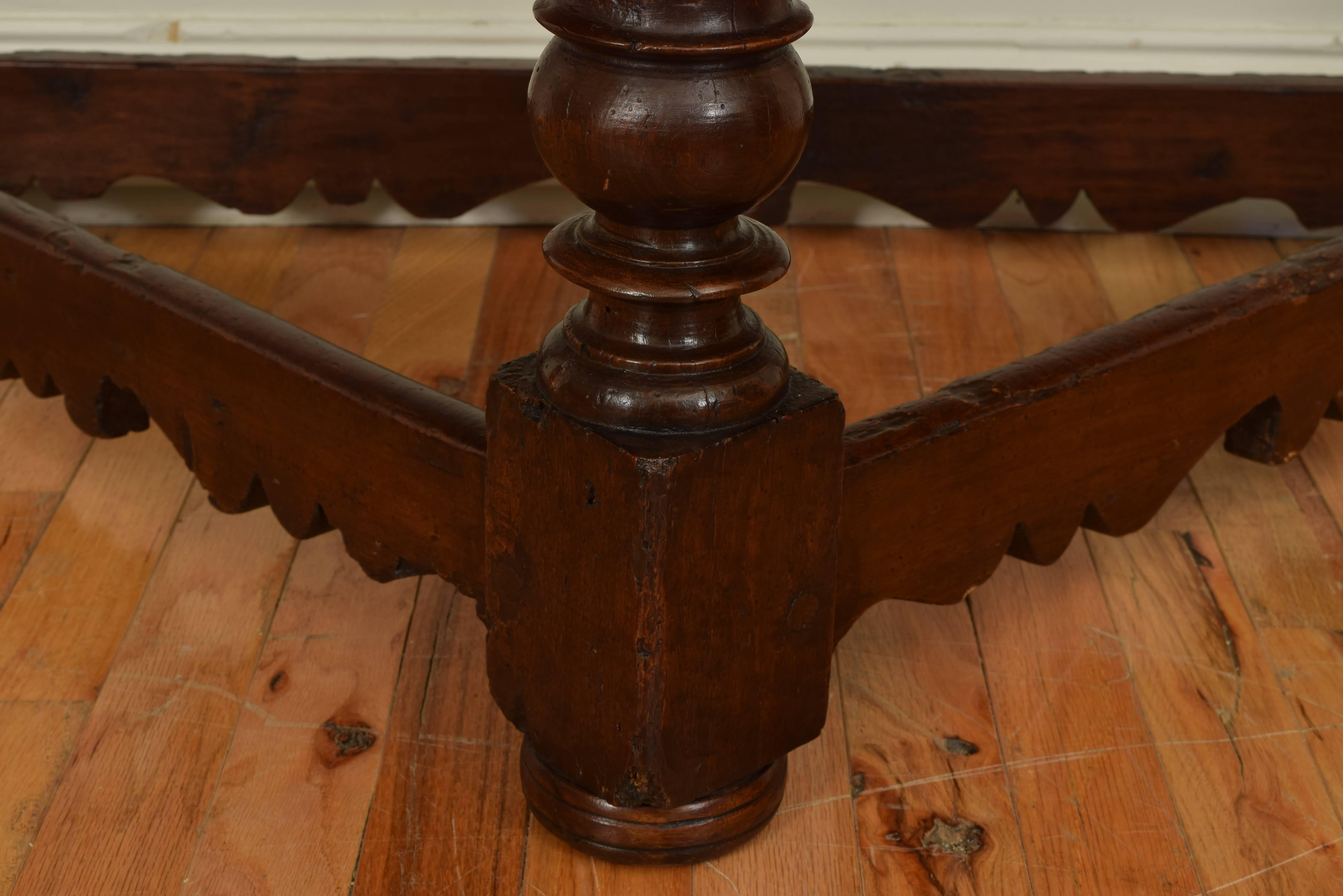 Pair of Italian Baroque Walnut Demilune Console Tables, 18th Century and Later 2