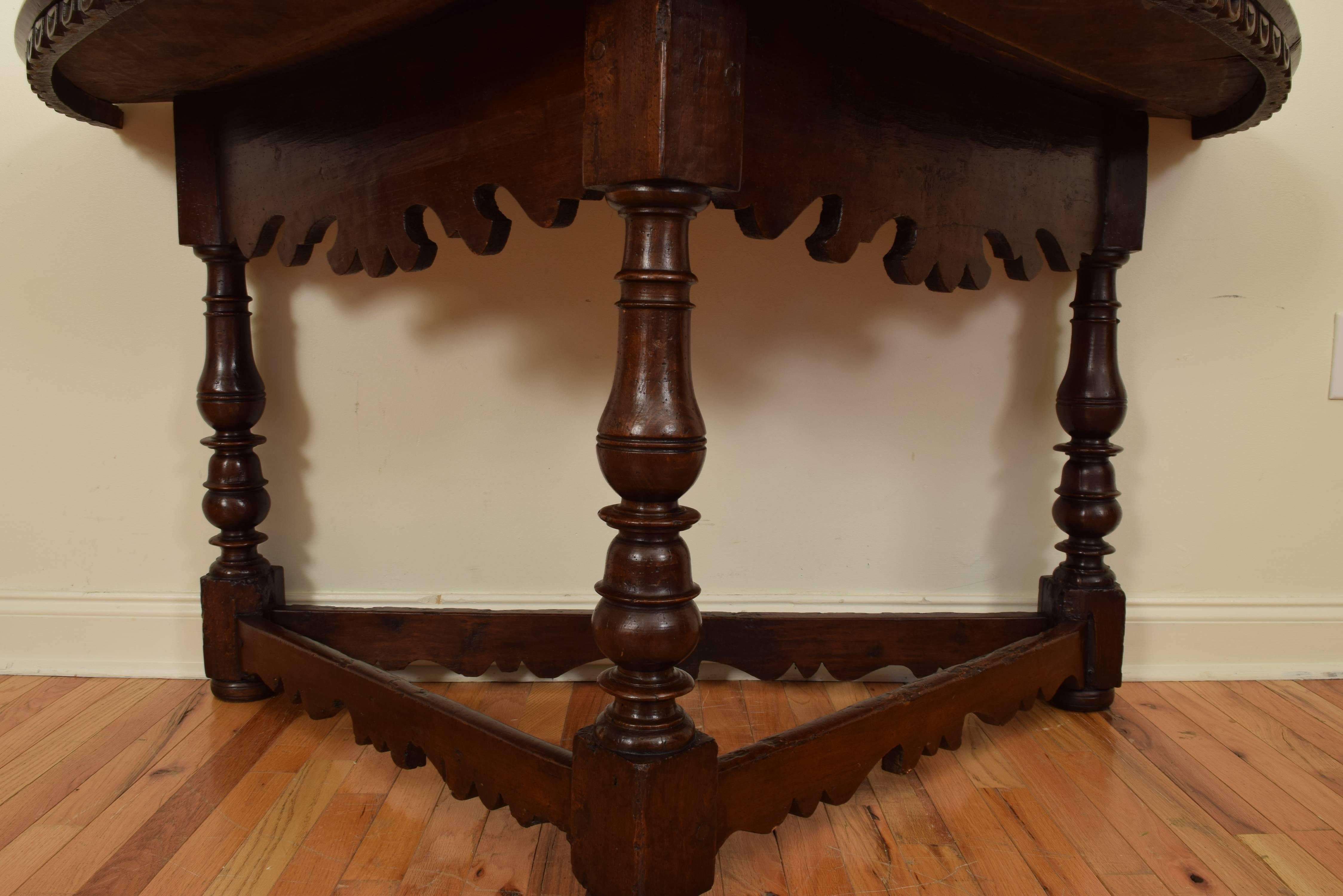 Pair of Italian Baroque Walnut Demilune Console Tables, 18th Century and Later 3