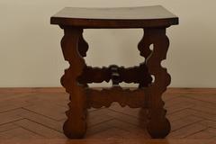 Italian Walnut Trestle Side Table