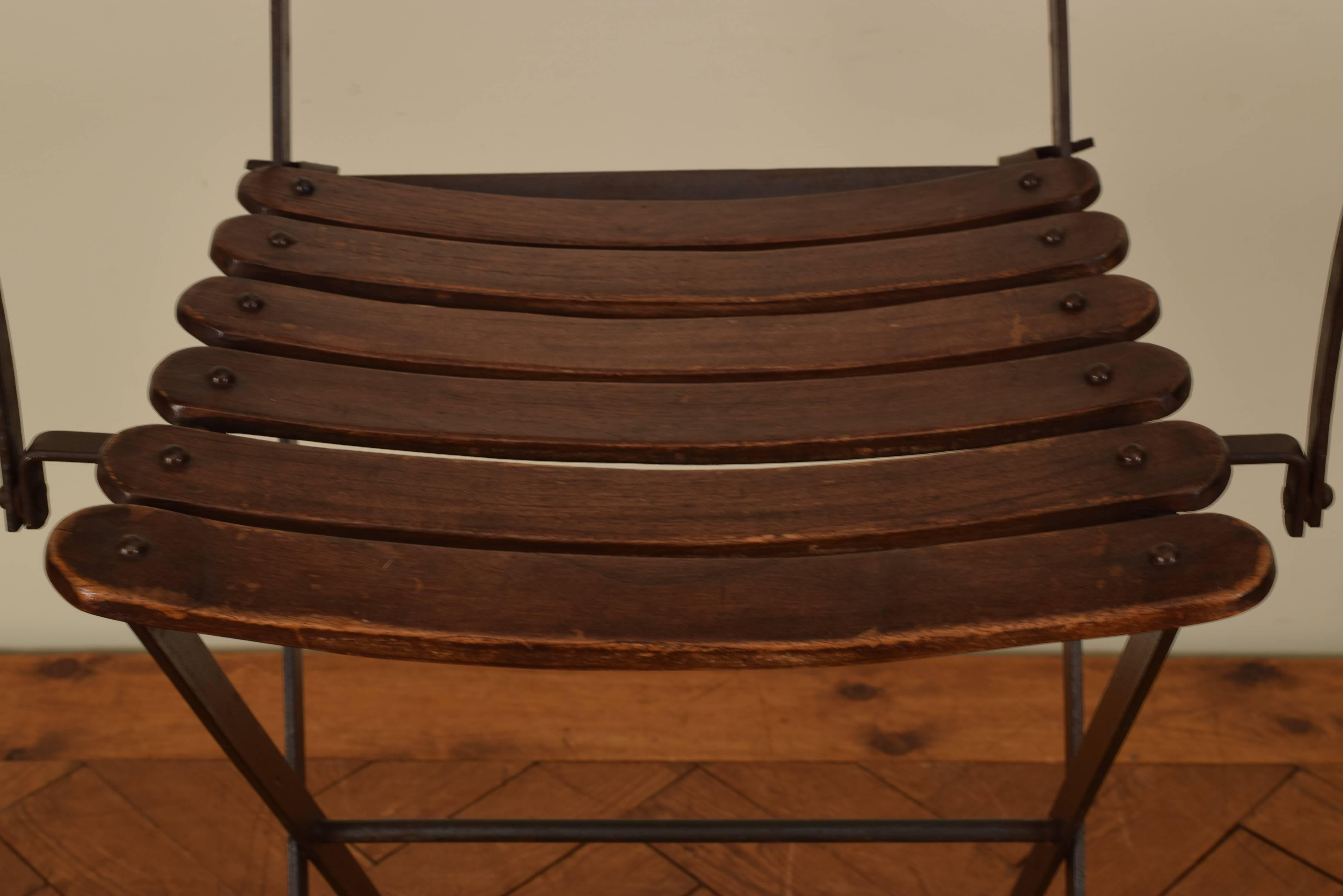 French Forged Iron and Wooden Folding Umpire's Chair, circa 1900 2