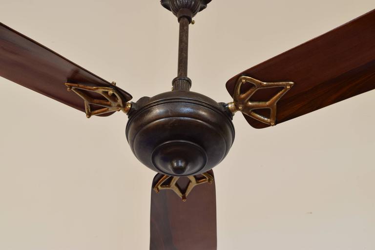Italian Iron and Wooden ThreeBlade Ceiling Fan, circa 1900 at 1stDibs