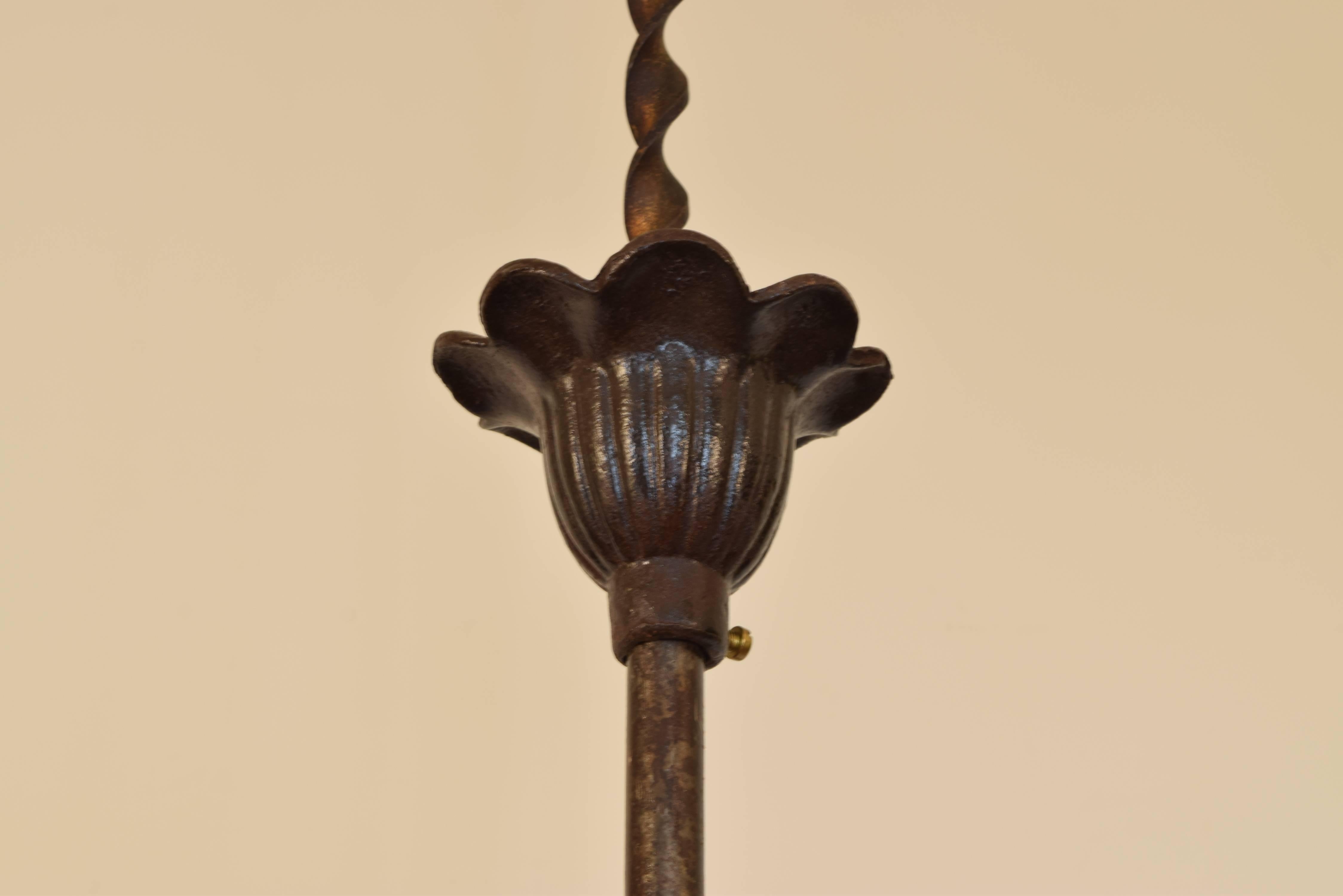 Italian Iron and Wooden Three-Blade Ceiling Fan, circa 1900 In Excellent Condition In Atlanta, GA