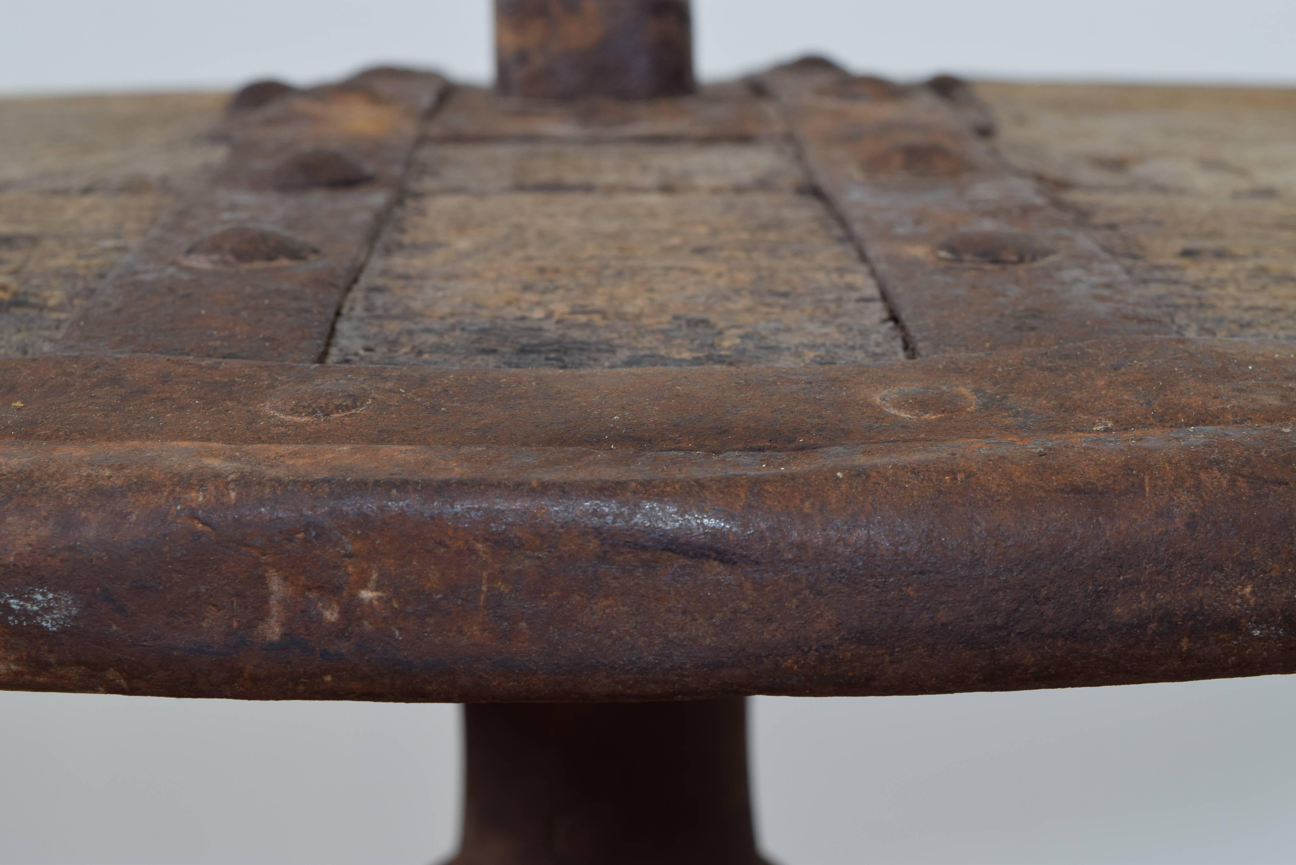 French Wrought Iron Banded and Wooden Circular Table, 19th Century or Earlier 1