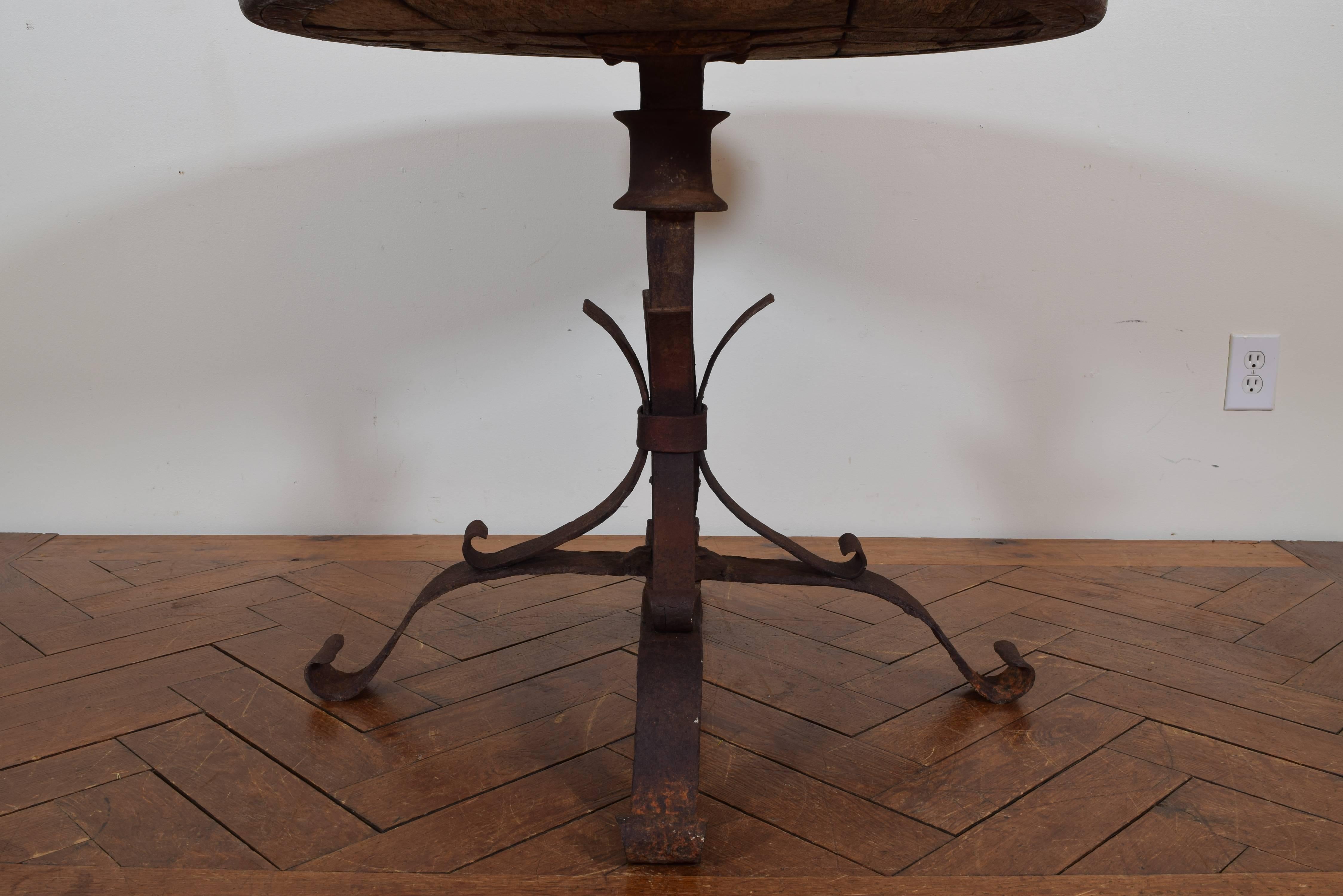 French Wrought Iron Banded and Wooden Circular Table, 19th Century or Earlier 2