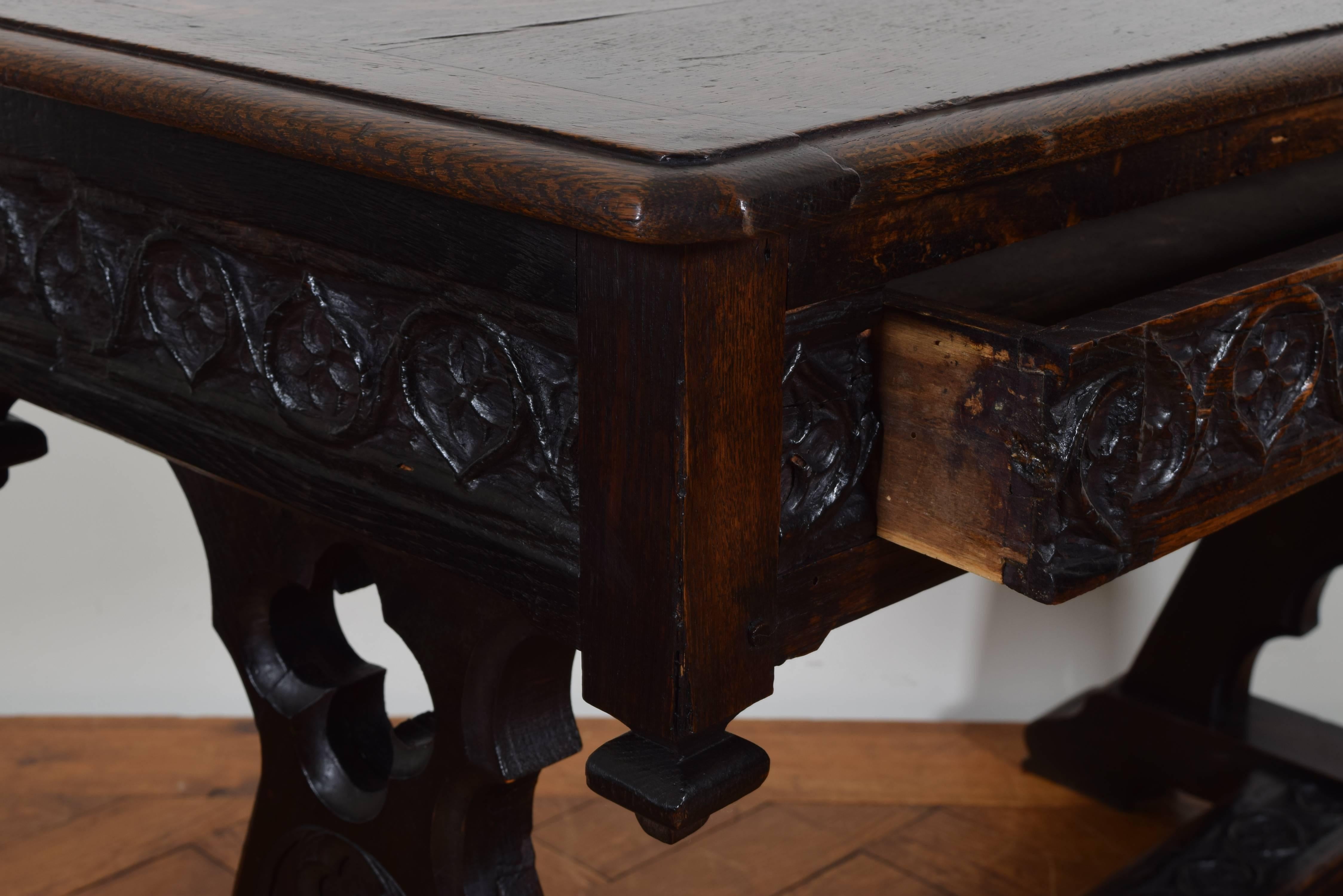 Late 19th Century French Gothic Revival One-Drawer Writing Table, 3rd Quarter of 19th Century