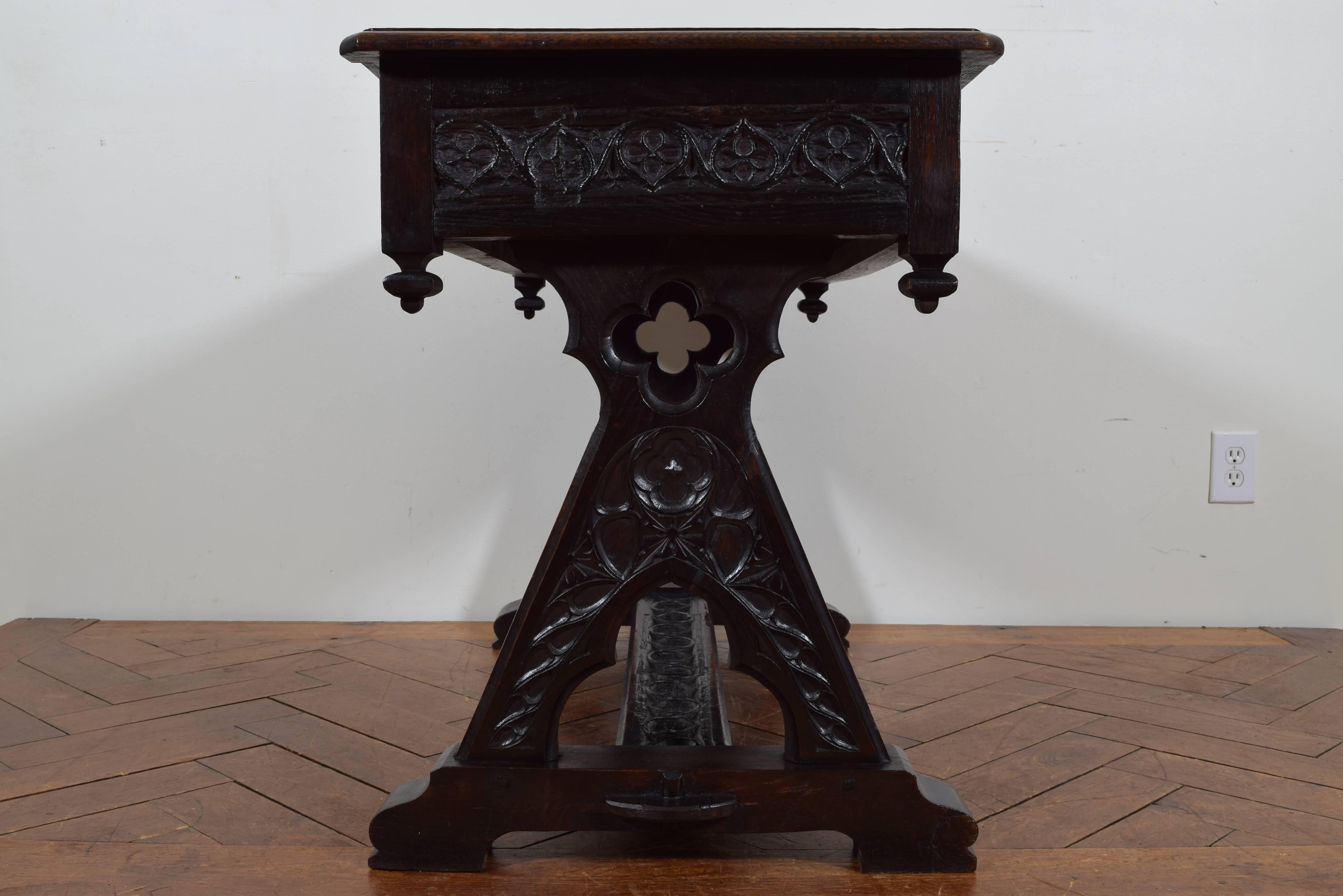 French Gothic Revival One-Drawer Writing Table, 3rd Quarter of 19th Century 1
