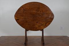 Unique French Walnut Folding Ovoid Shaped Vendage Table